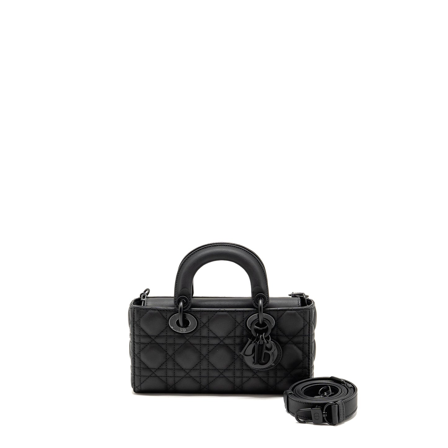Luxury Dior Small Lady D-Joy Bag Black Ultramatte Calfskin So Black