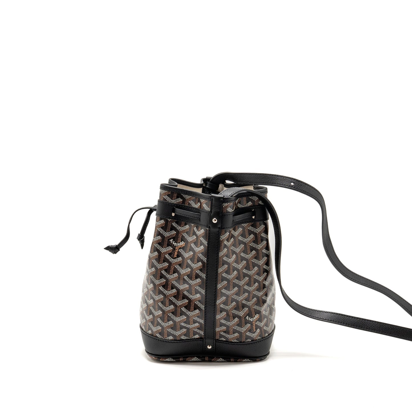 Goyard Petit Flot Bucket Bag Goyardline Canvas Black SHW
