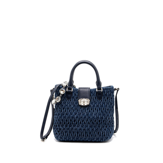Miumiu Top Handle Crossbody Bag Blue Denim SHW