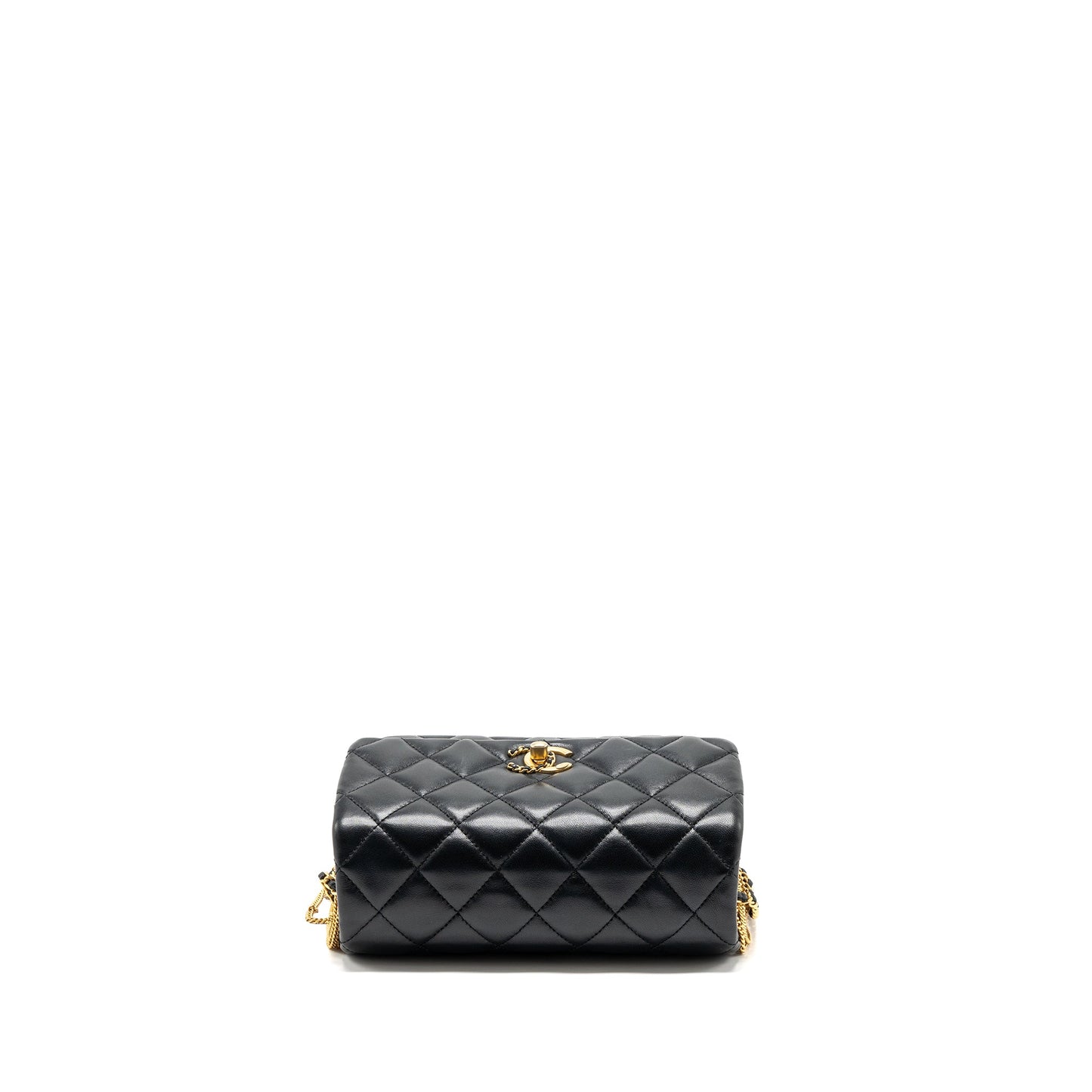 Chanel 22A Mini Square Flap Bag Lambskin Black GHW (Microchip)
