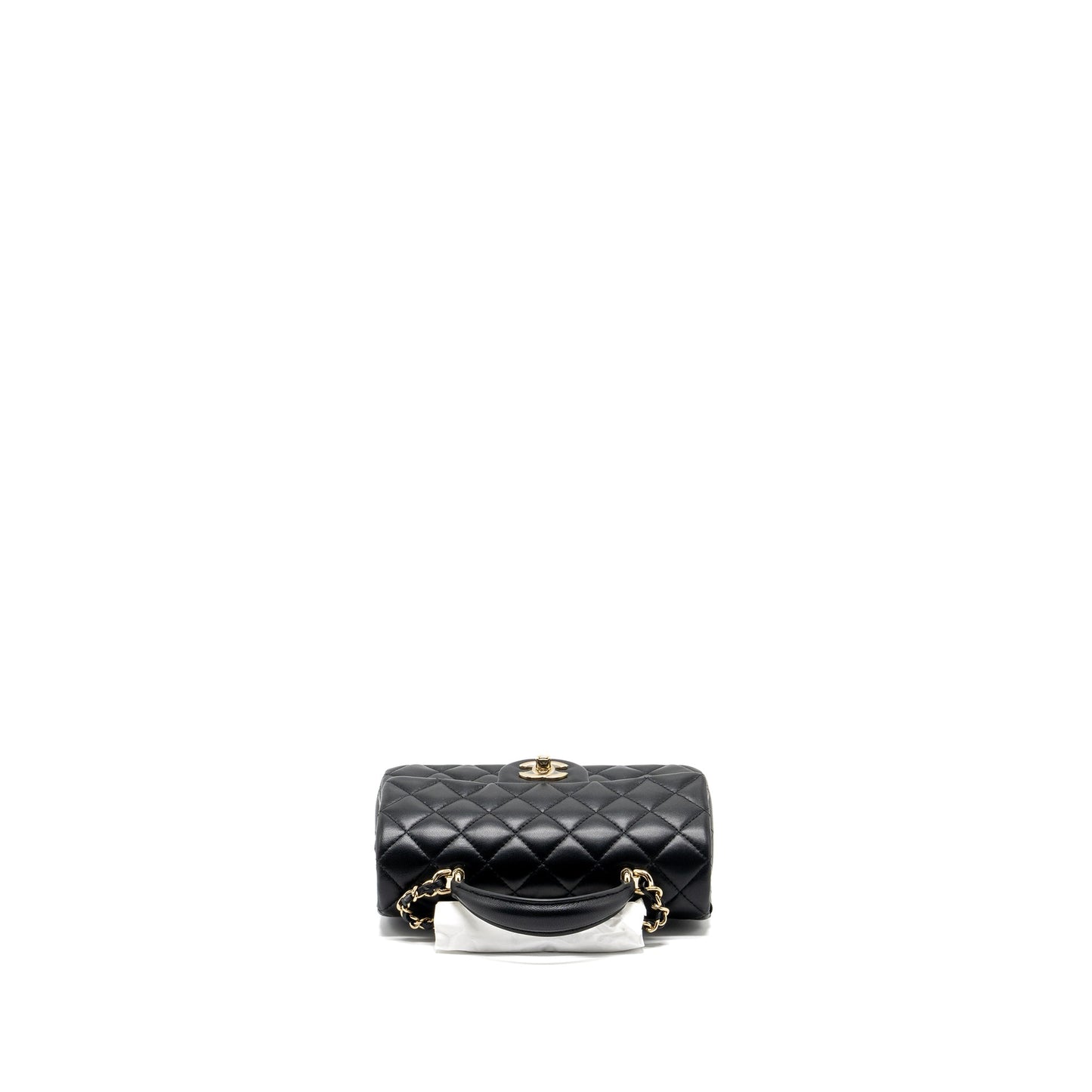 Chanel Top Handle Mini Rectangular Flap Bag Lambskin Black LGHW (Microchip )