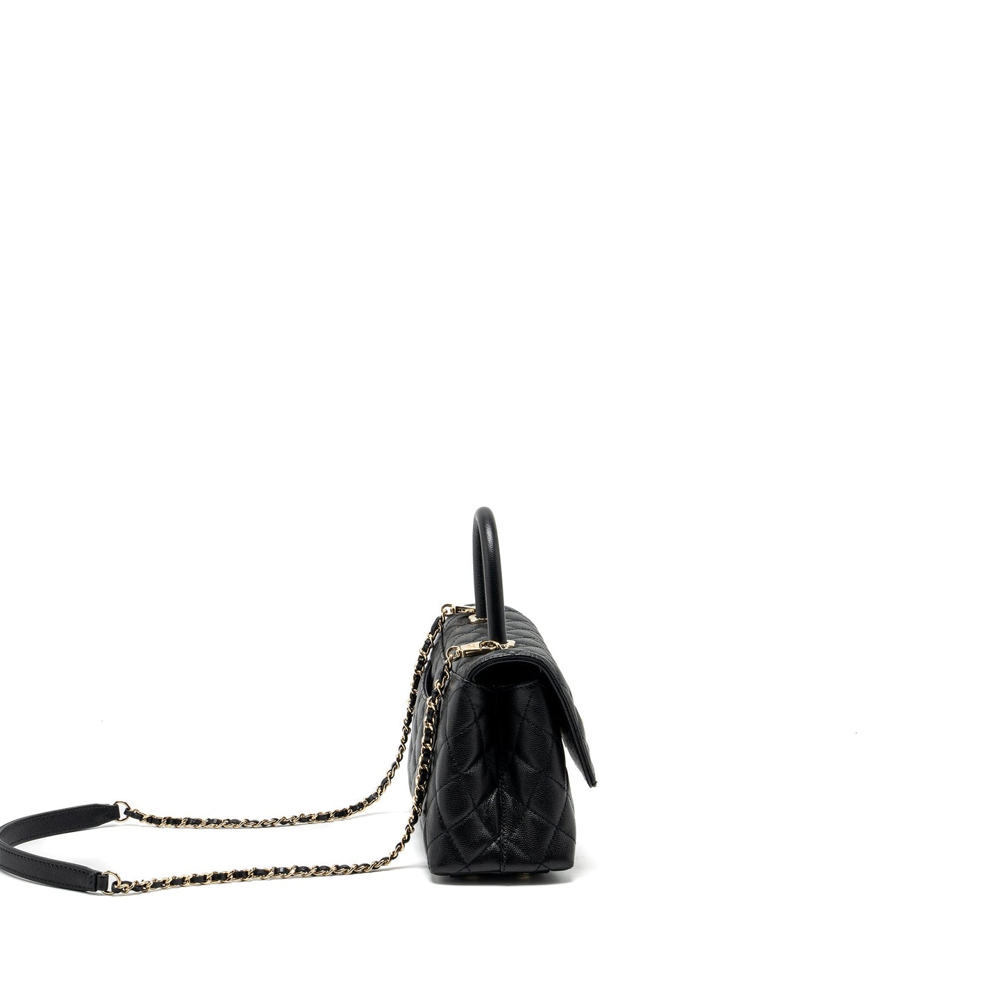 Chanel Small Coco Handle Caviar Black LGHW (Microchip)