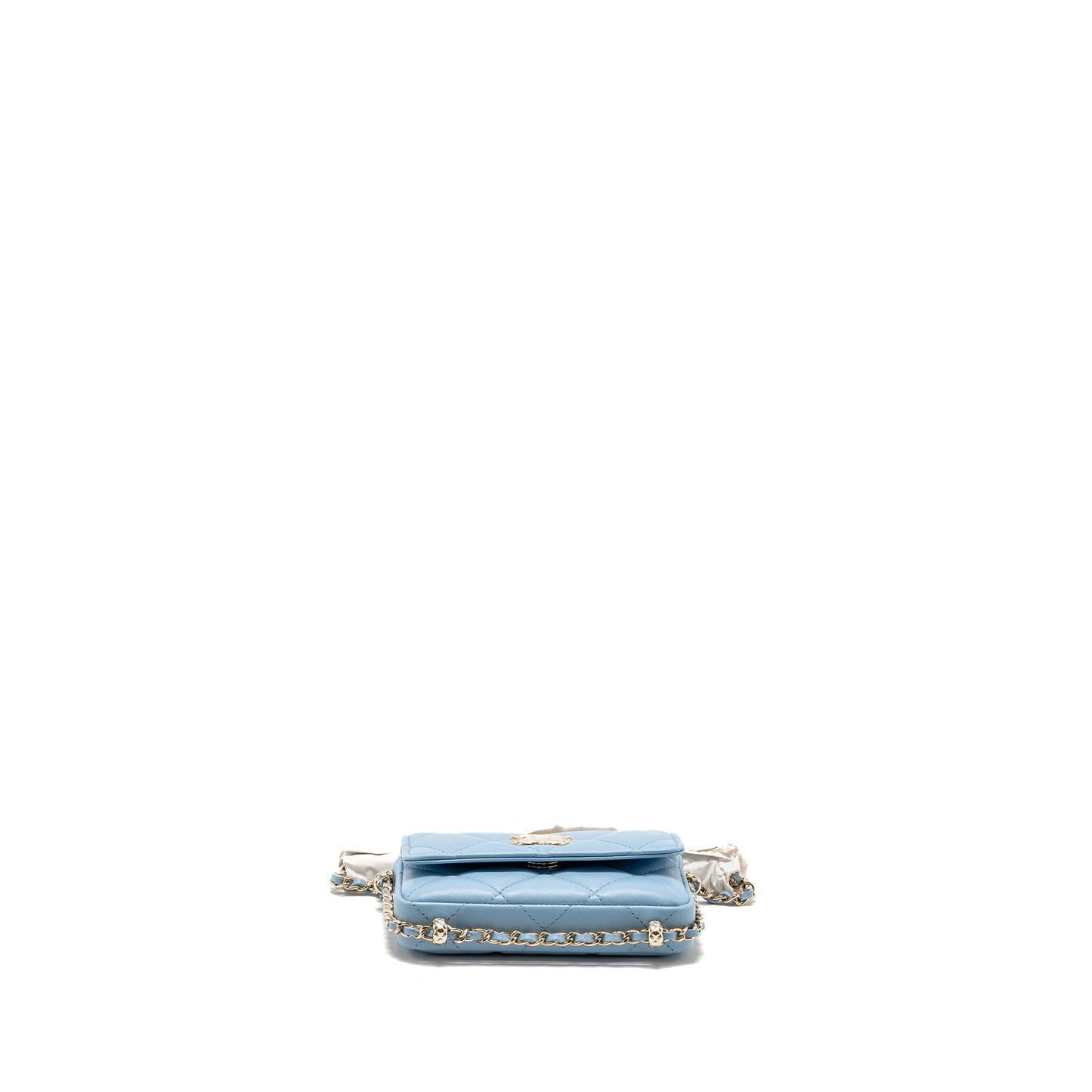 Chanel Mini Flap Clutch with Chaim Lambskin Light Blue LGHW
