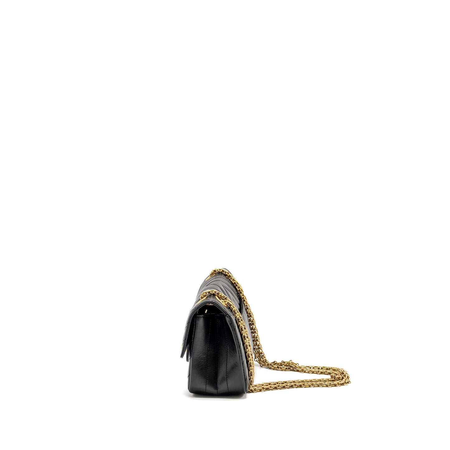 Chanel Mini 2.55 Reissue Chevron Calfskin BLACK GHW (Microchip)
