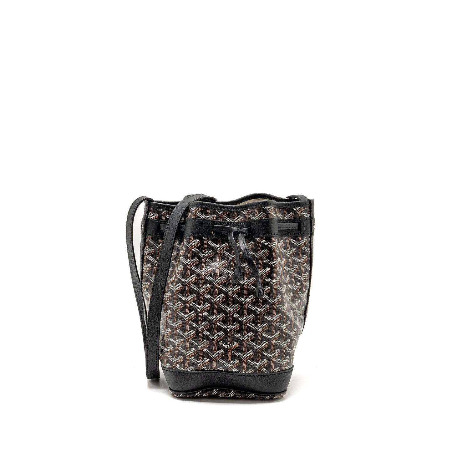 Goyard Petit Flot Bucket Bag Goyardline Canvas Black SHW