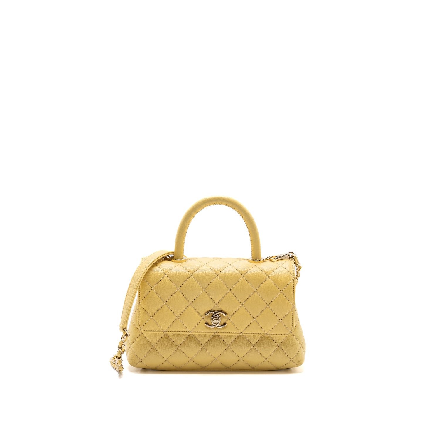 Chanel small coco handle caviar 22P light yellow LGHW (microchip)