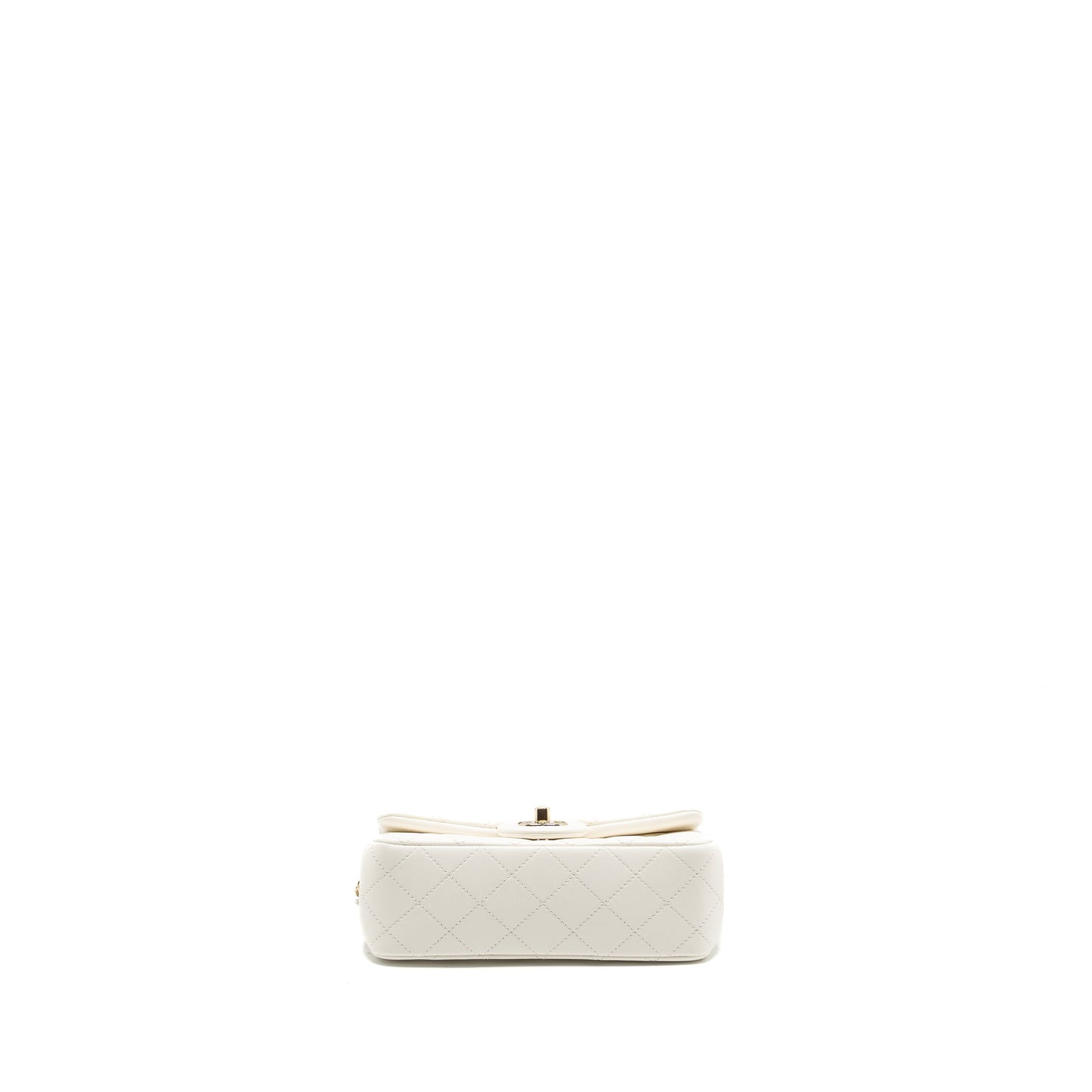 Chanel 23C pearl crush mini rectangular flap bag lambskin white LGHW (microchip)
