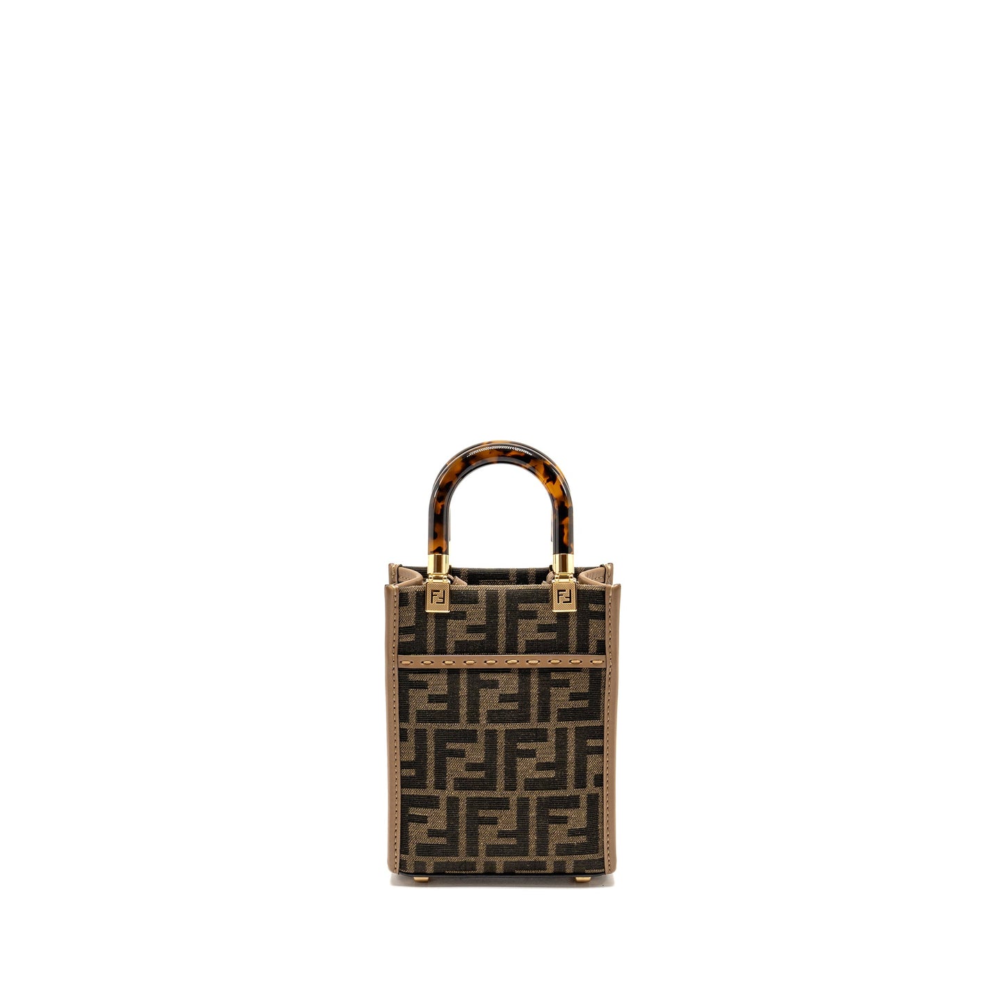 Fendi Mini Sunshine Shopper Bag FF Canvas/Calfskin Brown GHW