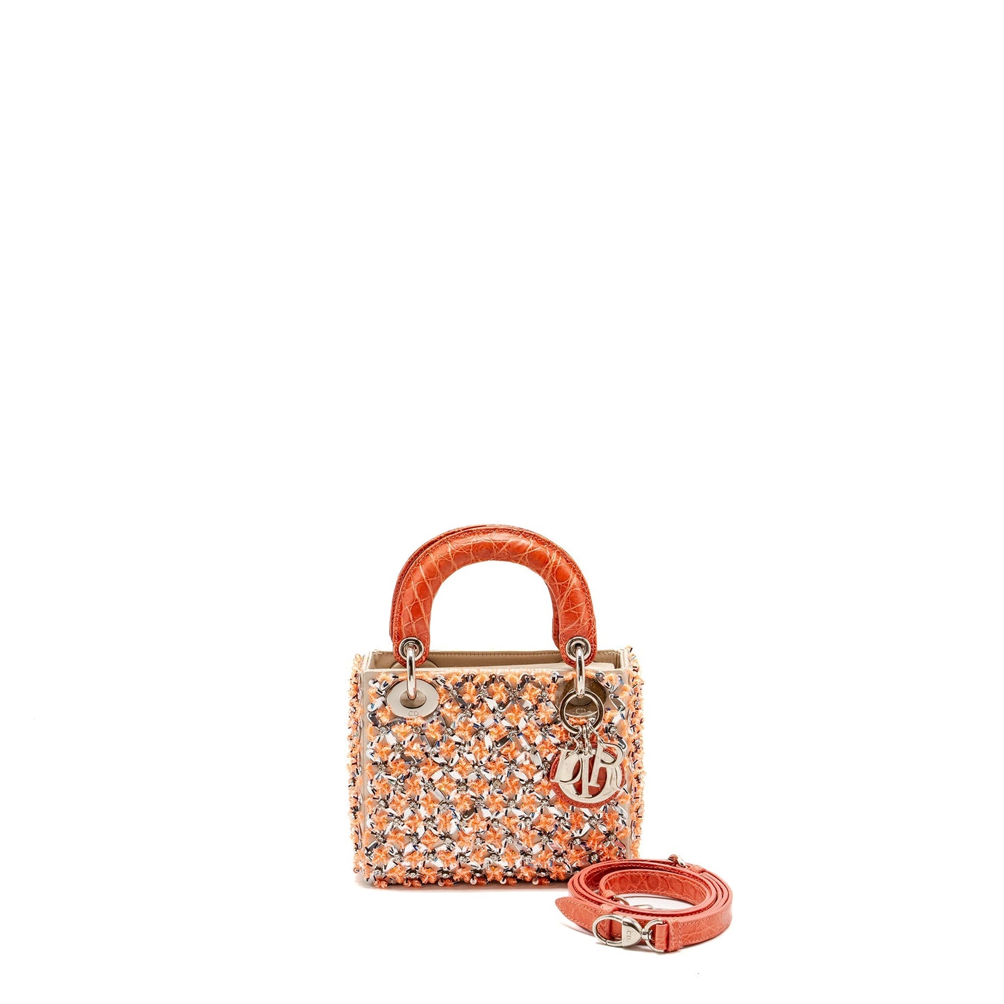 Luxury Dior Mini Lady Luxury Dior limited edition velvet / alligator / sequin light pink SHW