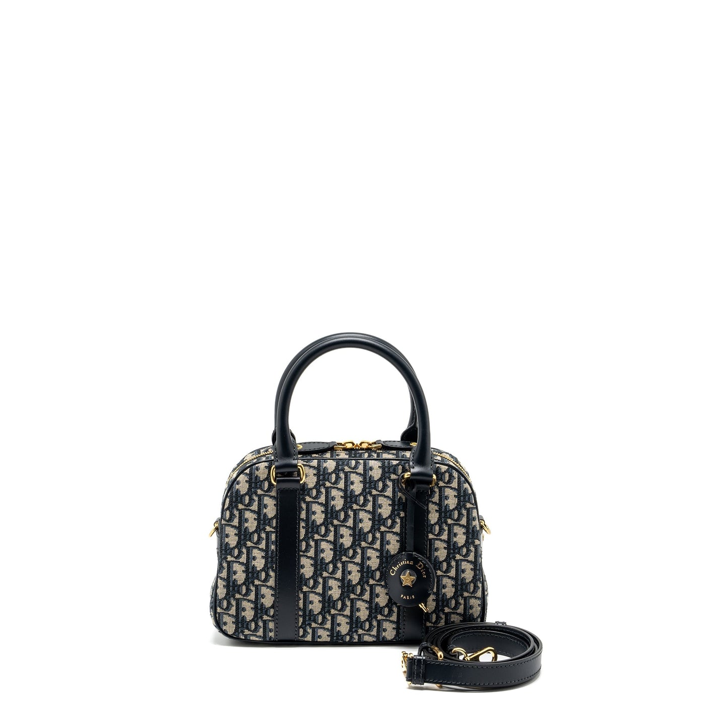 Luxury Dior Medium Bowling bag Luxury Dior oblique canvas blue GHW