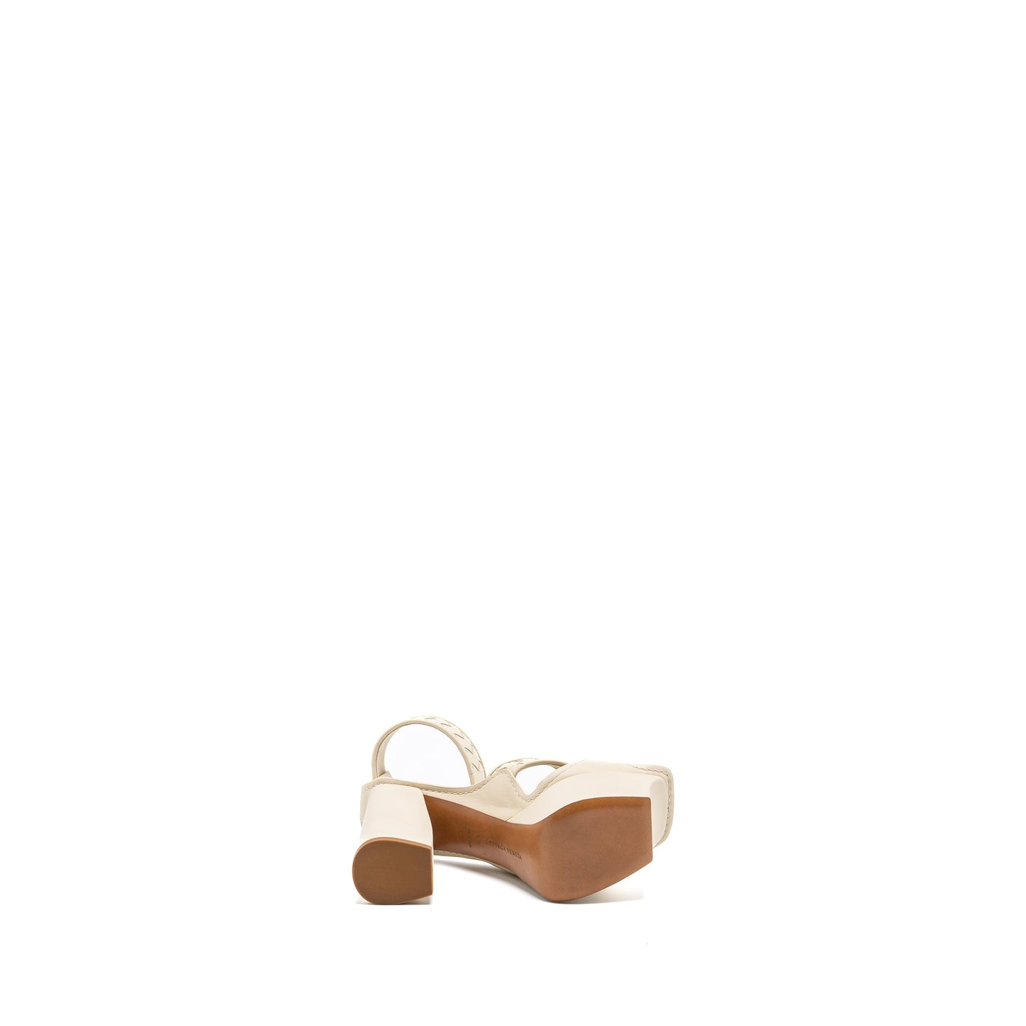 Bottega Veneta Size 37 Intrecciato Ankle Strap Platform Sandals Calfskin Cream