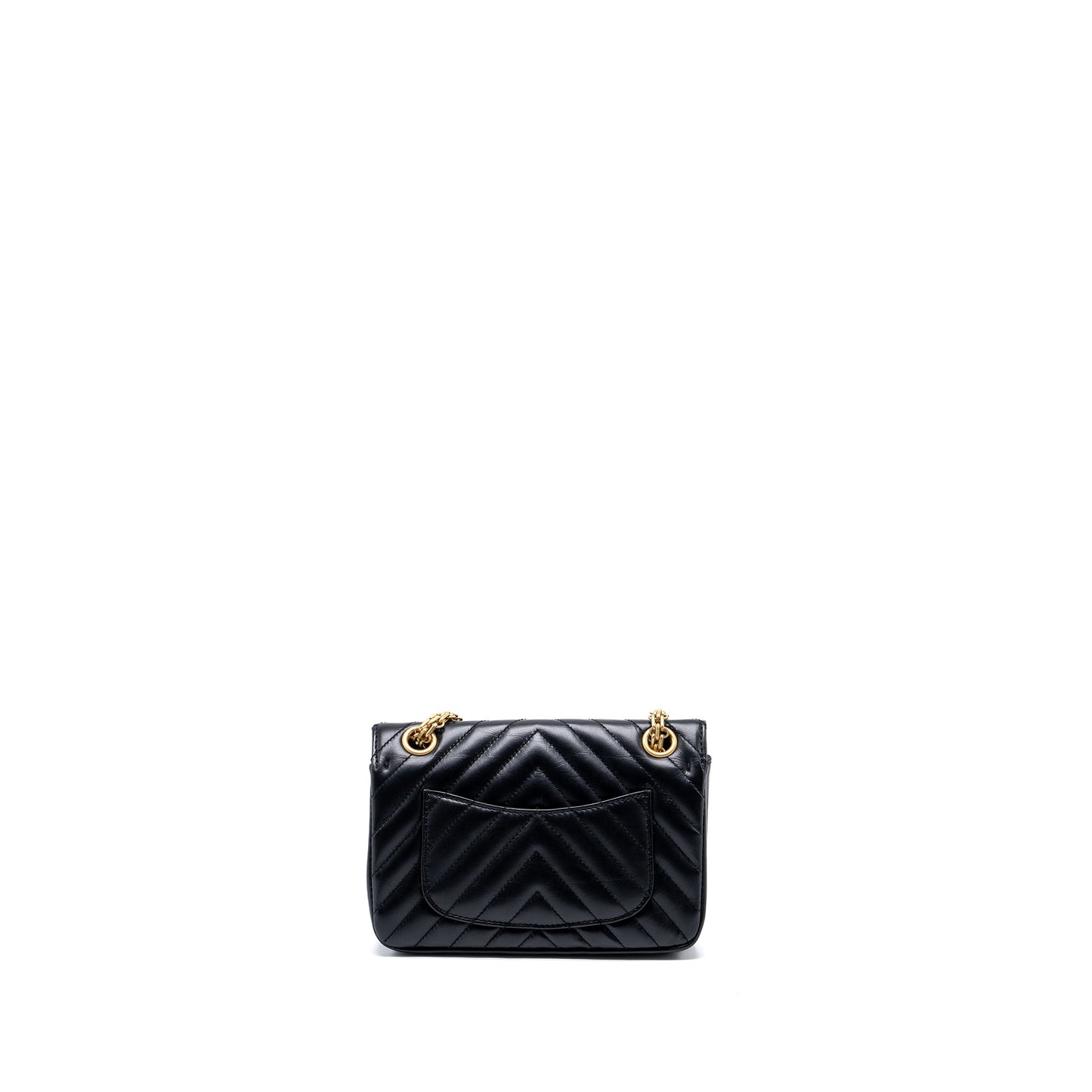 Chanel Mini 2.55 Reissue Flap Bag Chevron Aged Calfskin Black GHW (Microchip)