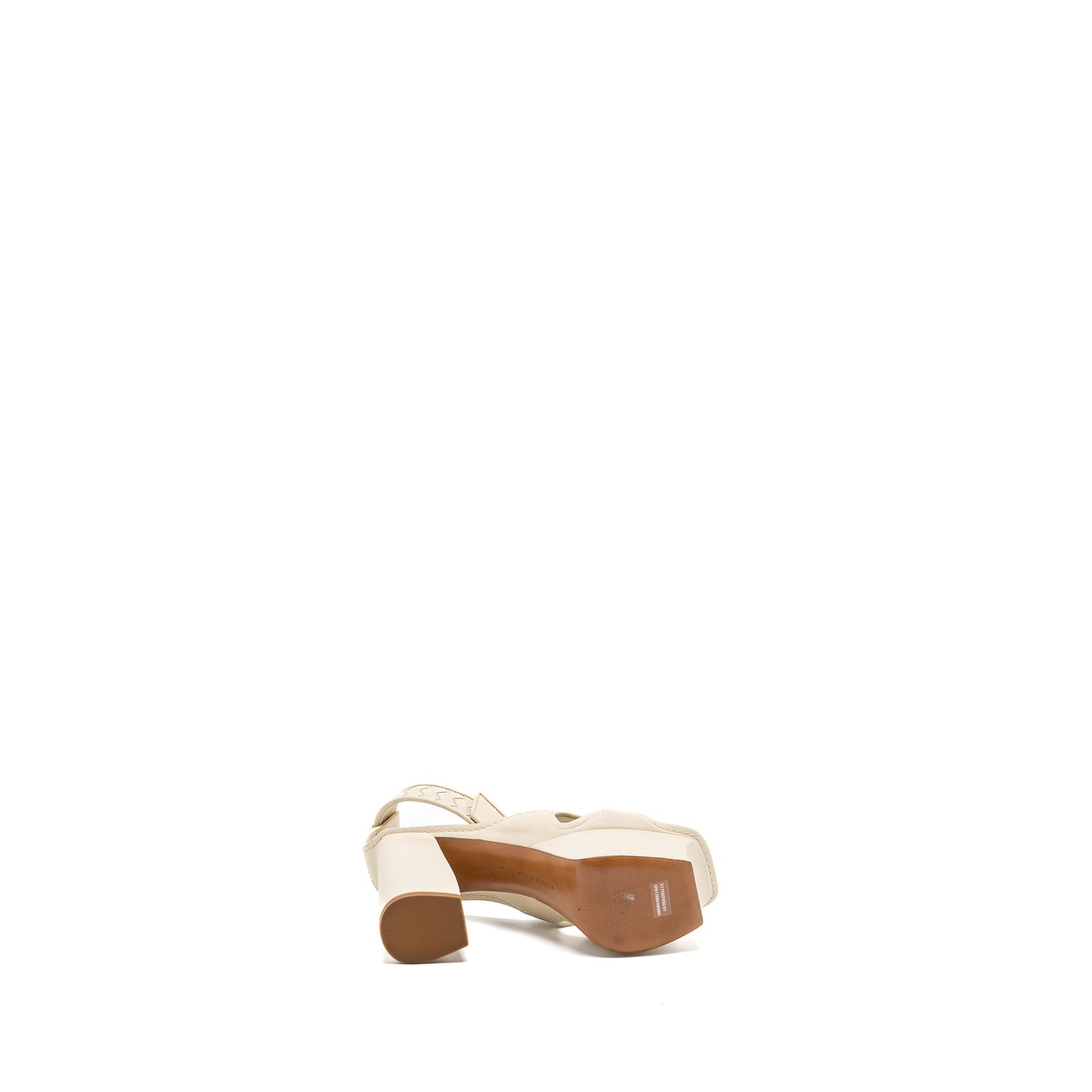 Bottega Veneta Size 37 Intrecciato Ankle Strap Platform Sandals Calfskin Cream