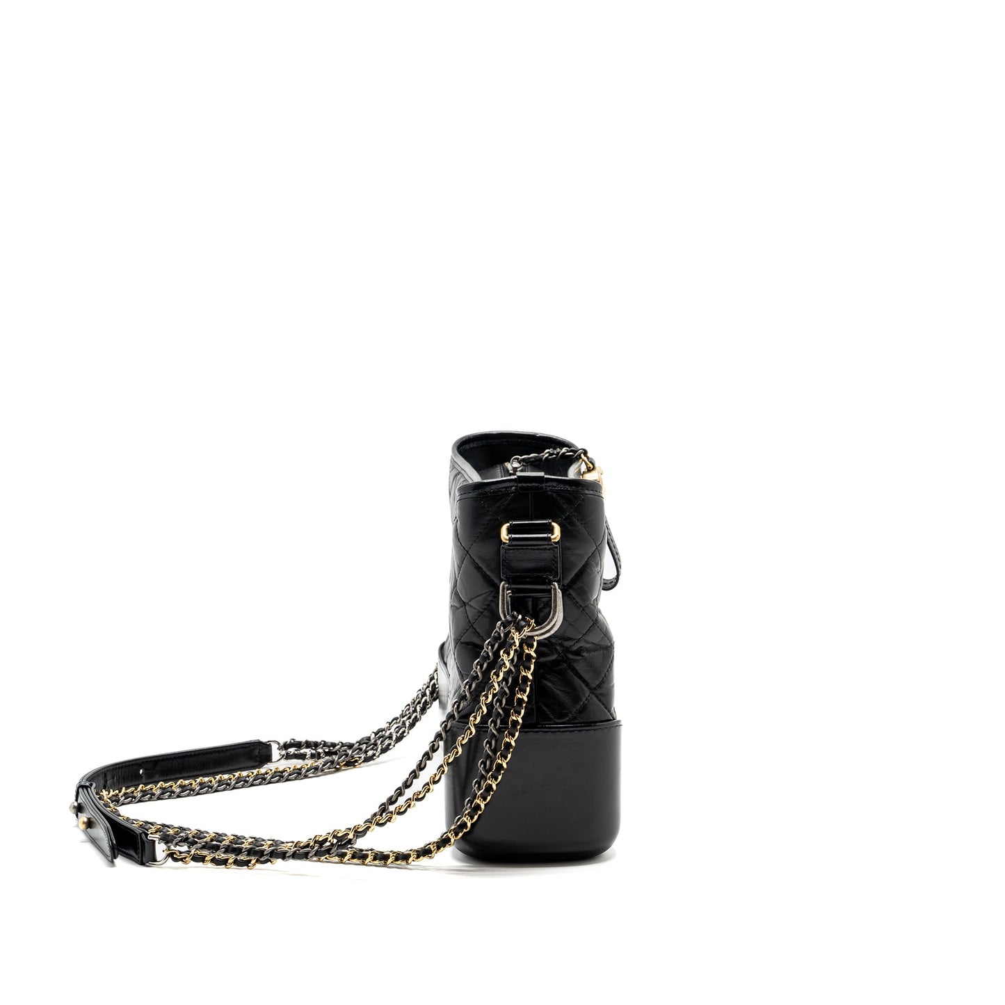 Chanel Medium Gabrielle Hobo Bag Aged Calfskin Black Multicolour Hardware
