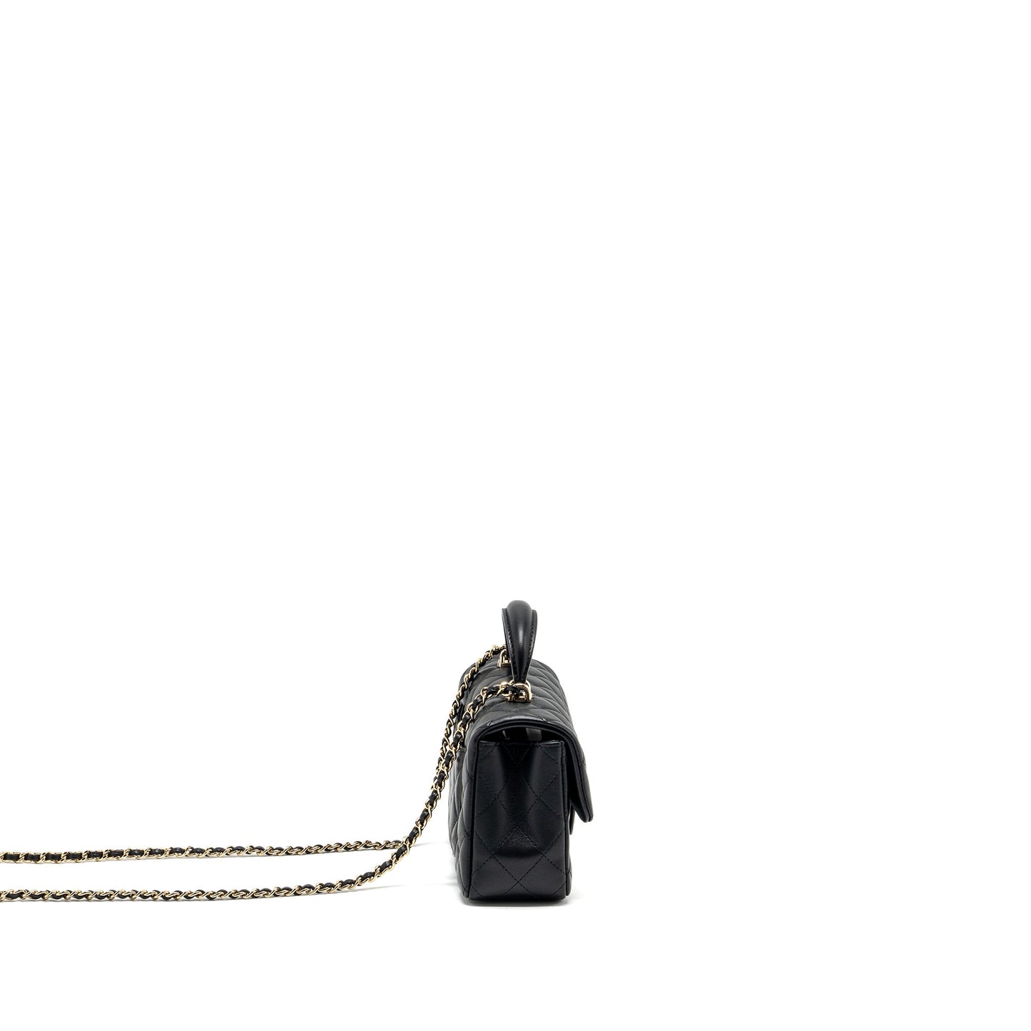 Chanel Top Handle Mini Rectangular Flap Bag Lambskin Black LGHW (Microchip)