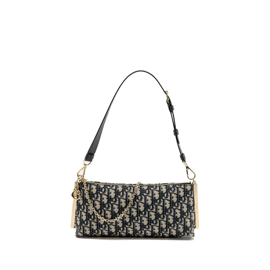 Luxury Dior Club Bag Blue Oblique Canvas LGHW
