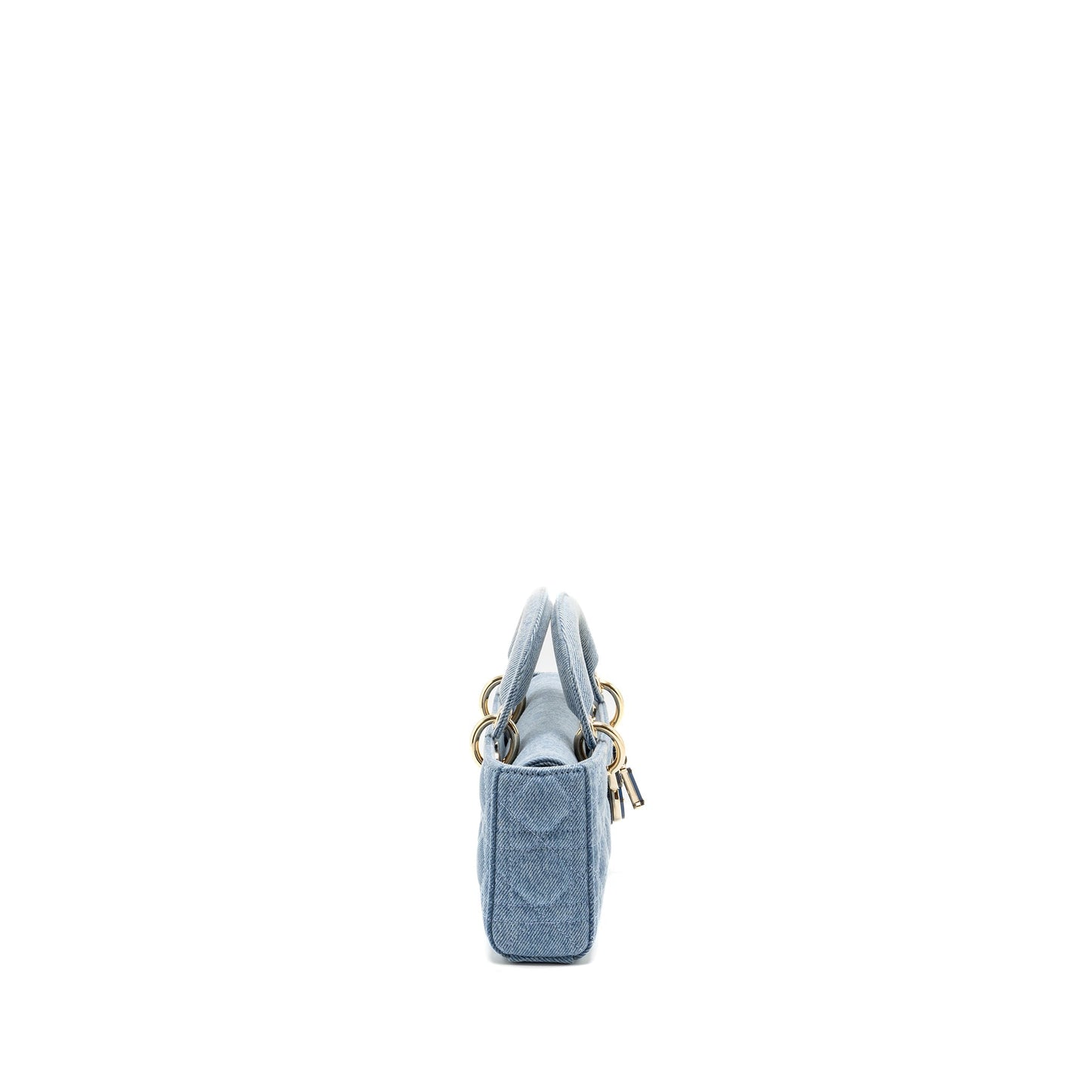 Luxury Dior Small Lady D-joy Bag Macrocannage Denim Blue LGHW