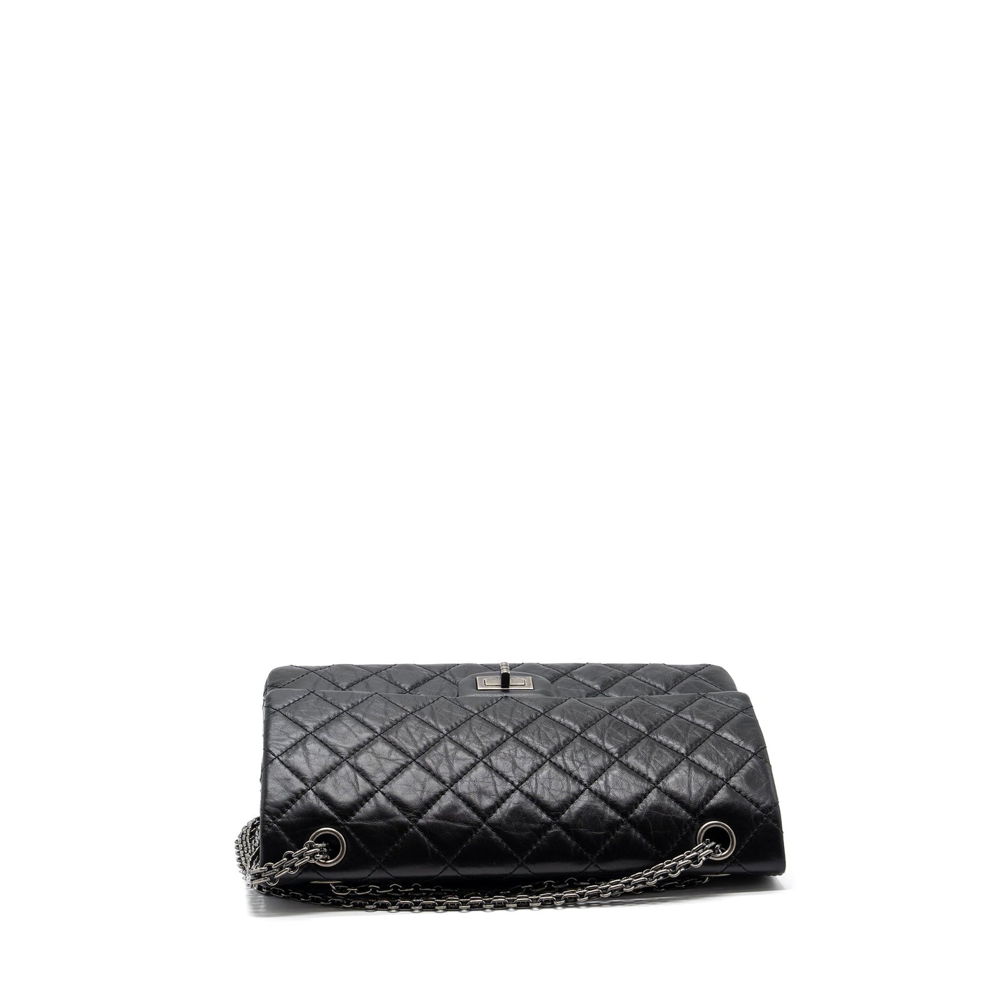 Chanel Large 2.55 Reissue Flap Bag Aged Calfskin Black Ruthenium Hardware (microchip)