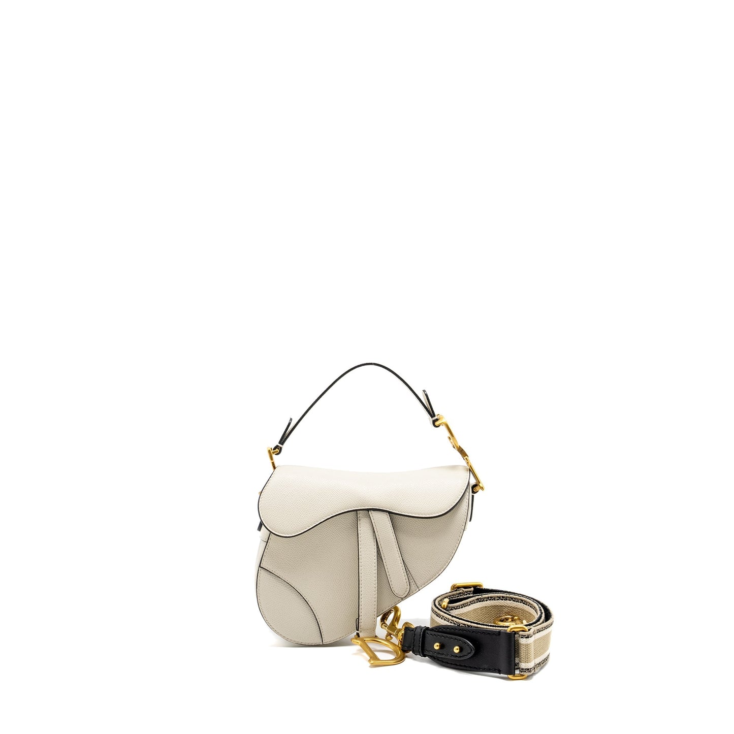 Luxury Dior Mini Saddle Bag Calfskin White GHW