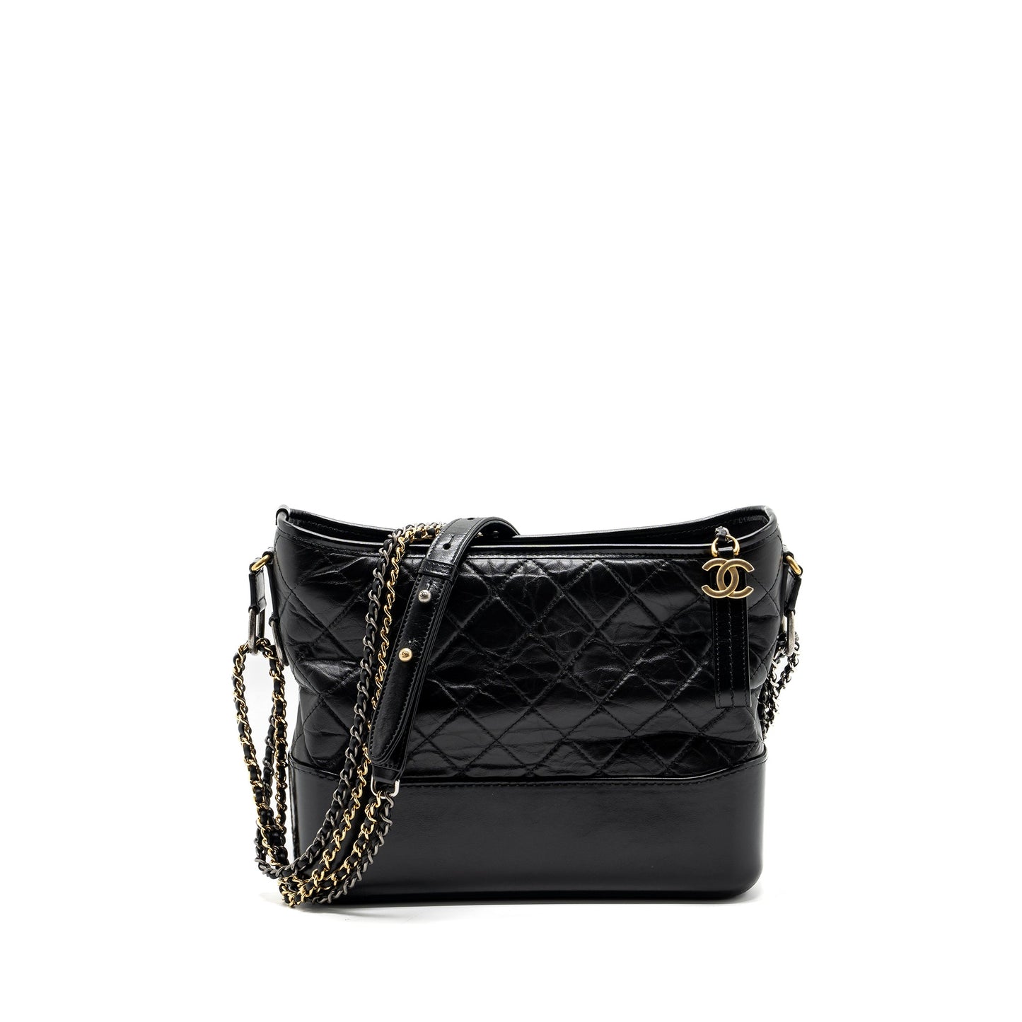 Chanel Medium Gabrielle Hobo Bag Aged Calfskin Black Multicolour Hardware