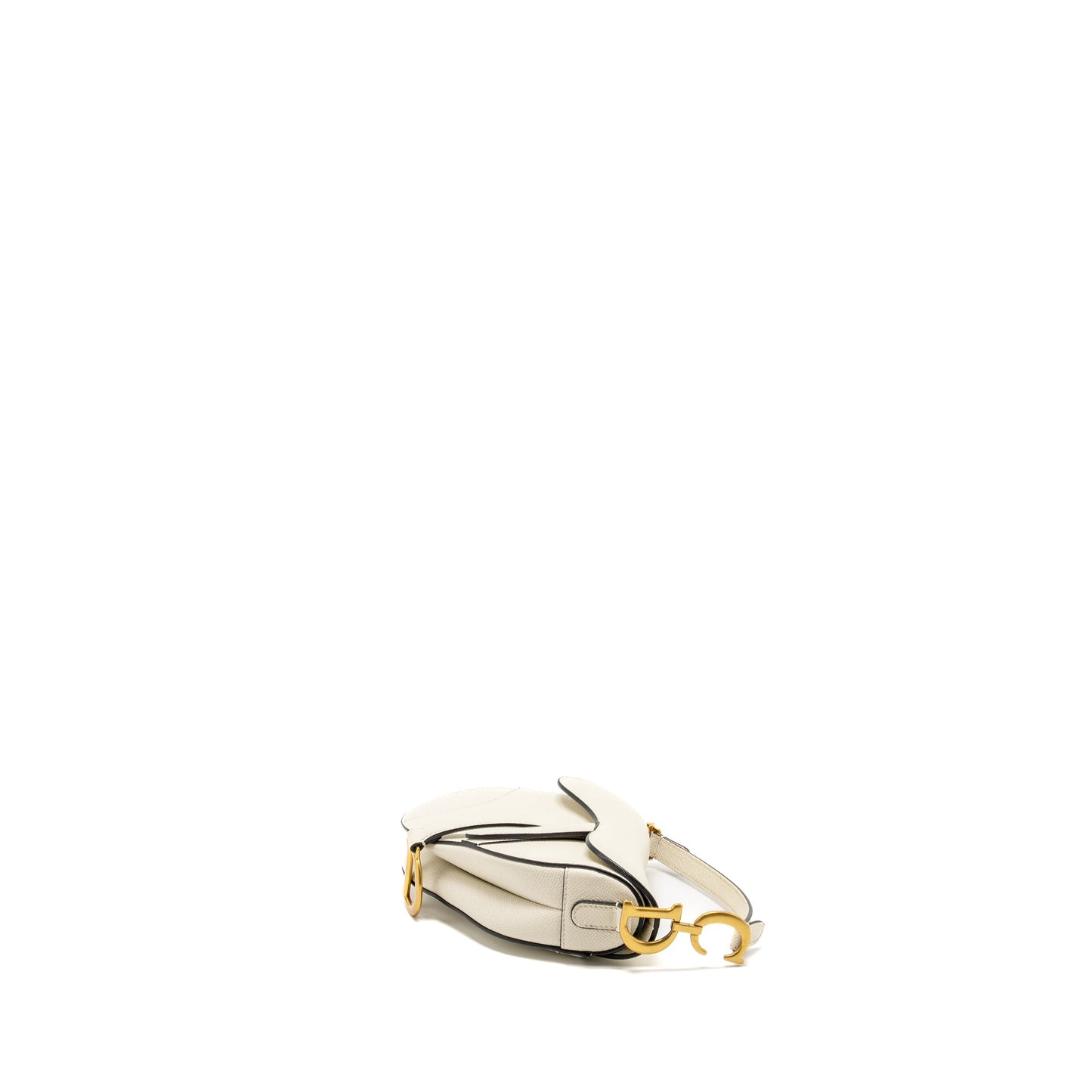Luxury Dior Mini Saddle Bag Calfskin White GHW