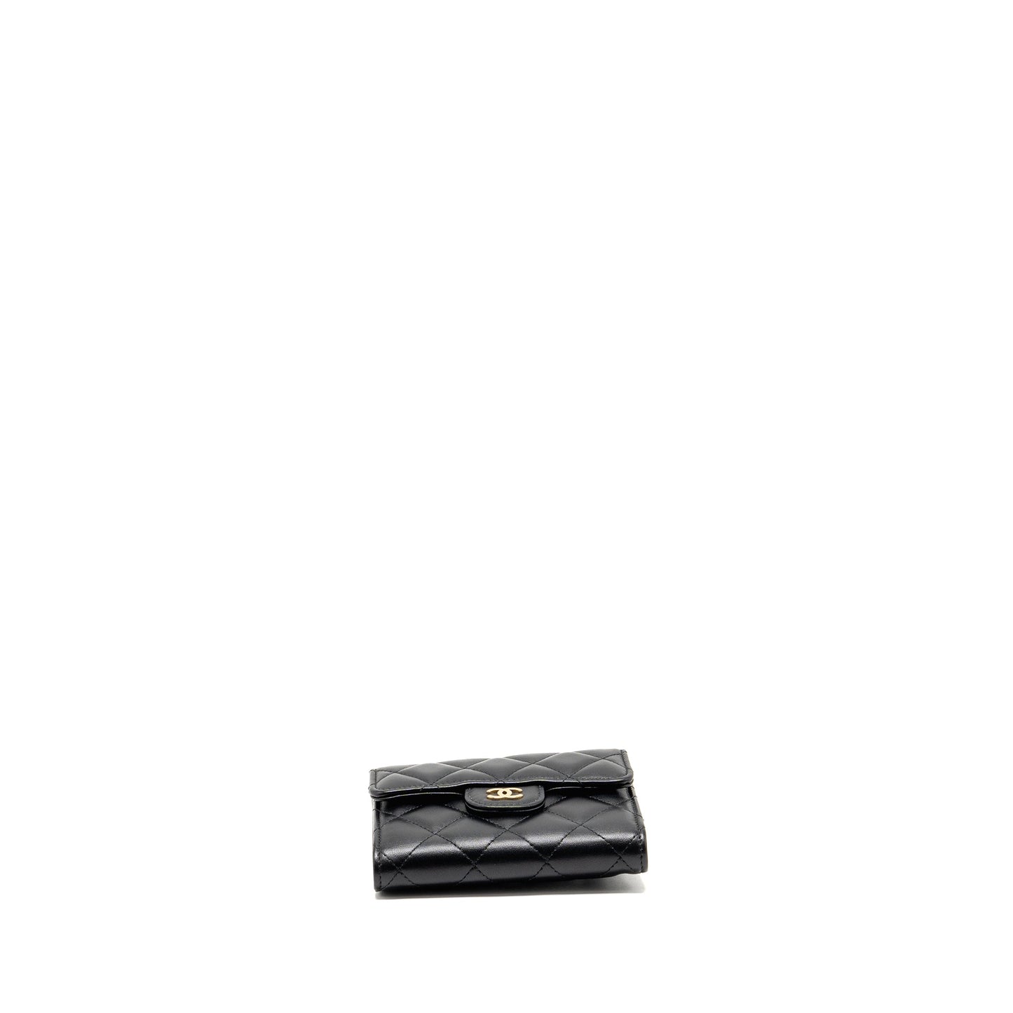 Chanel Small Classic Compact Wallet Lambskin Black LGHW (Microchip)