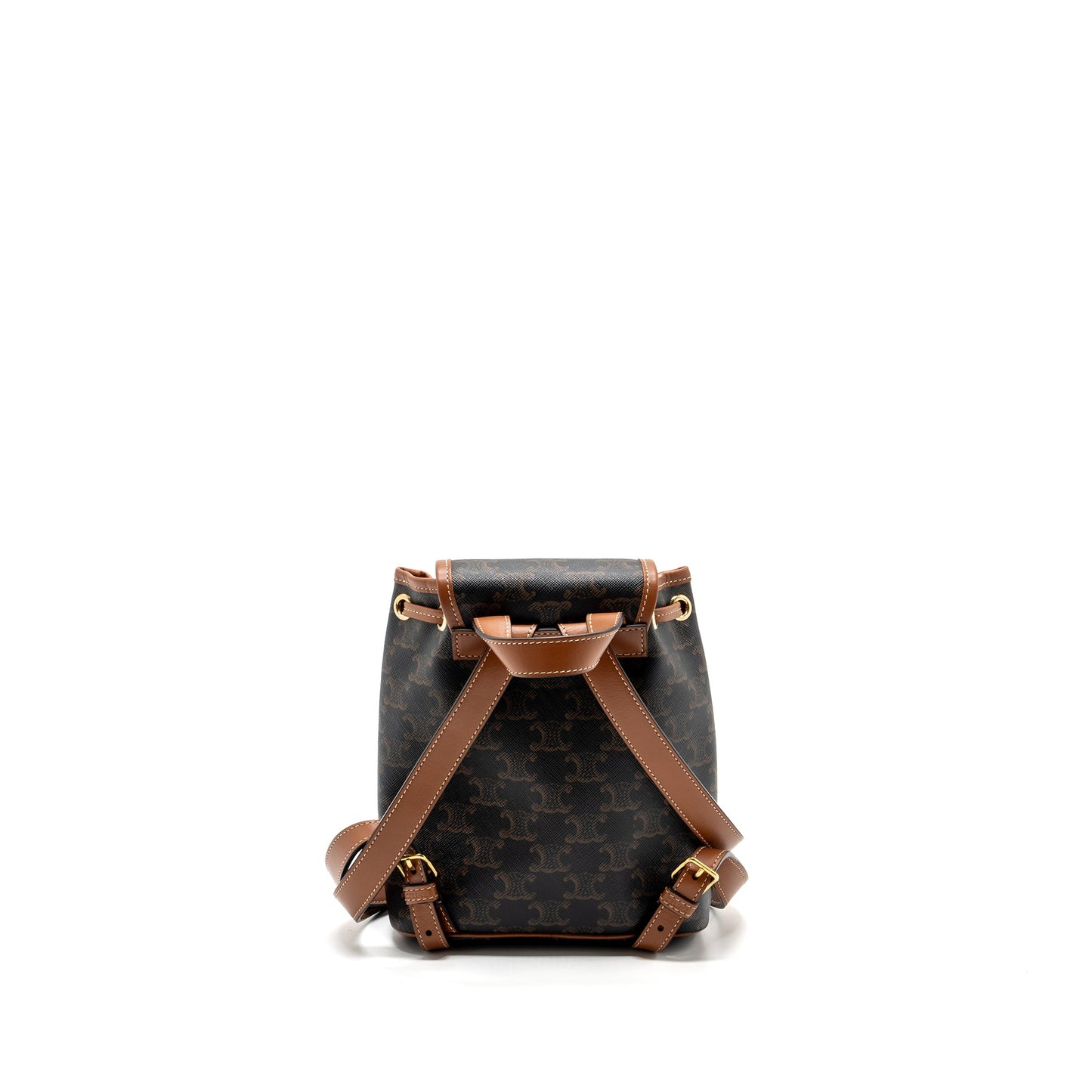 Celine Mini Backpack Folco Triomphe Canvas Calfskin TAN GHW
