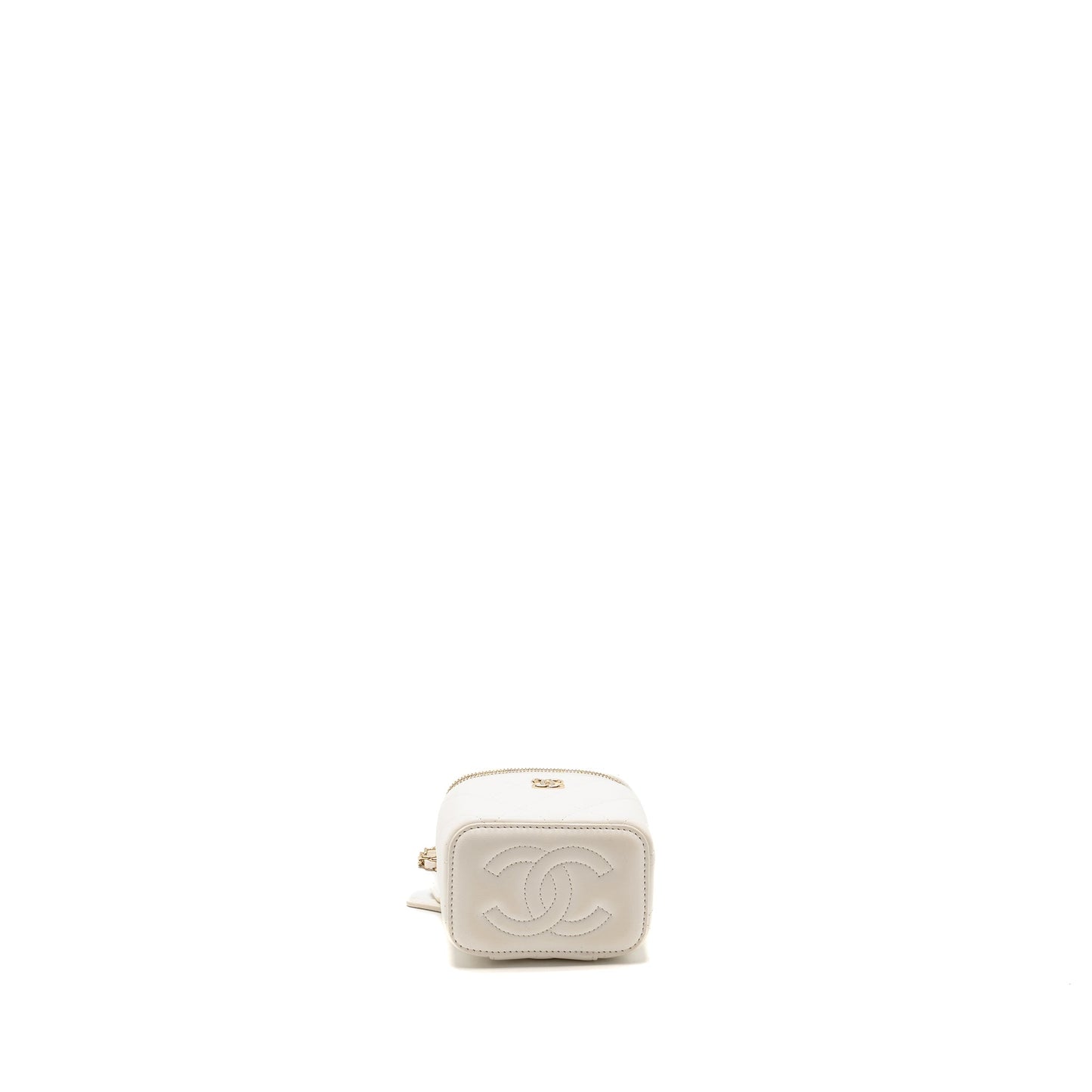 Chanel Pearl Crush Mini Vanity with Chain Lambskin White LGHW (Microchip)