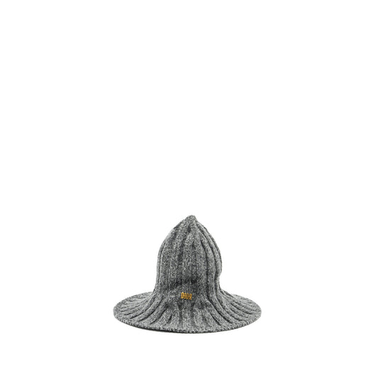 Luxury Dior Letter Logo Wire-Brimmed Beanie Wool Grey