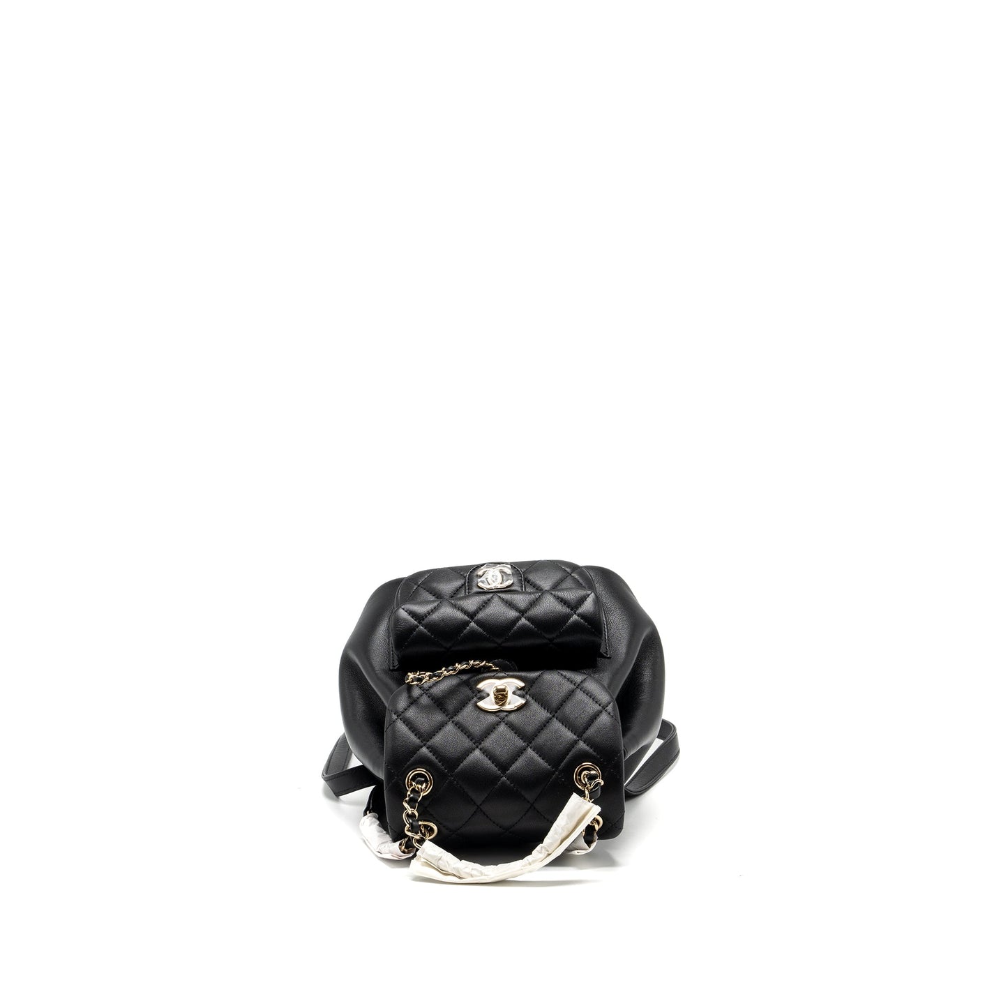 Chanel 24P Mini Duma Backpack Calfskin Black LGHW (Microchip)