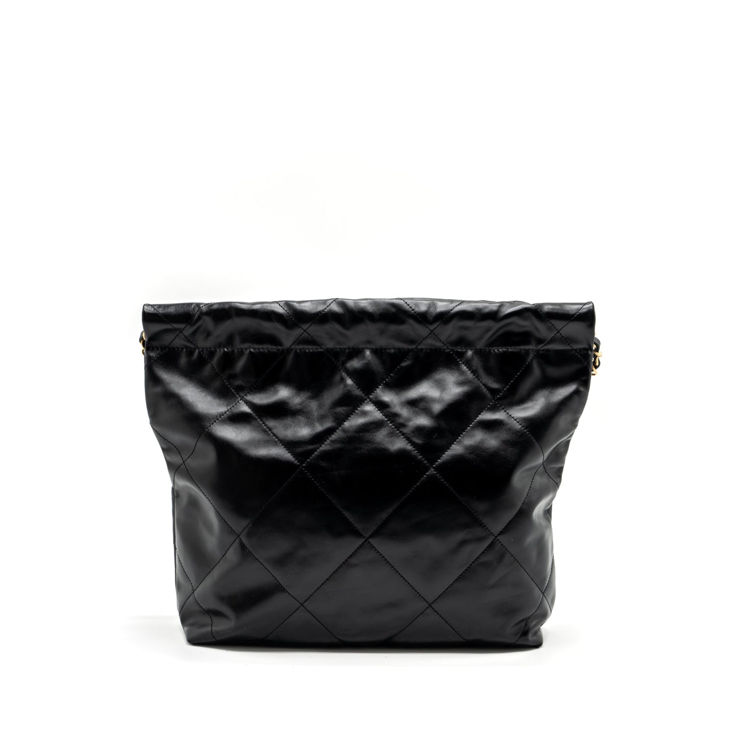 Chanel Small 22 Bag Gold Letter Shiny Calfskin Black GHW (Microchip)