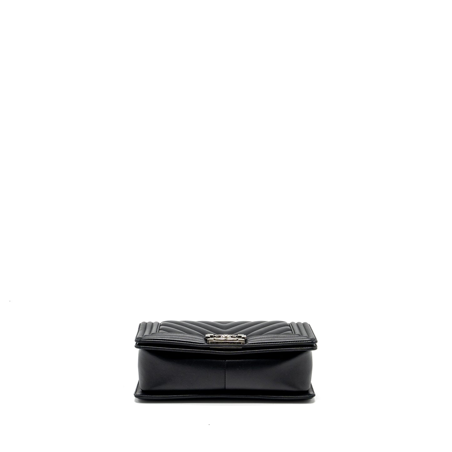 Chanel medium chevron boy bag lambskin black ruthenium hardware
