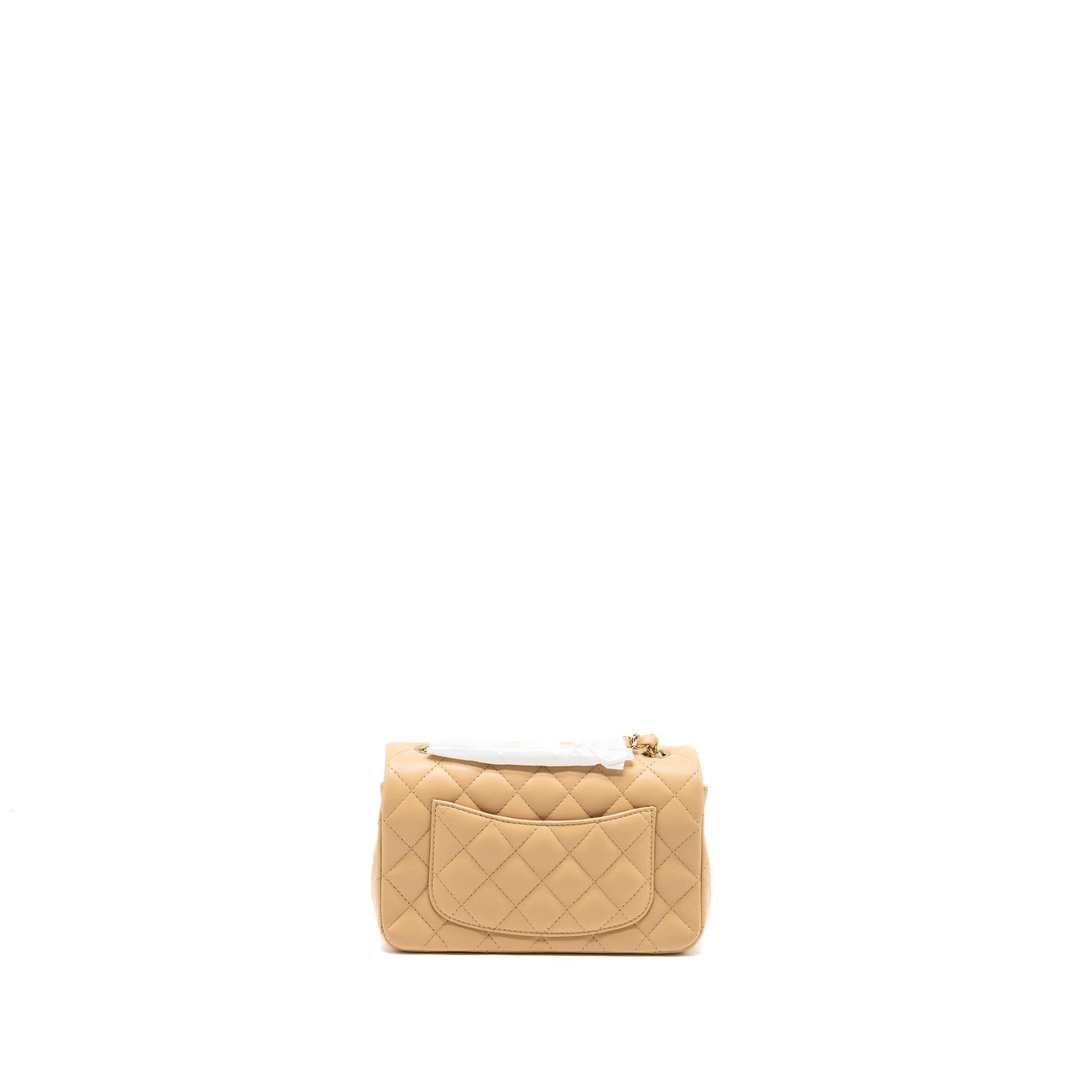 Chanel 22C mini rectangular flap bag lambskin beige LGHW (microchip)