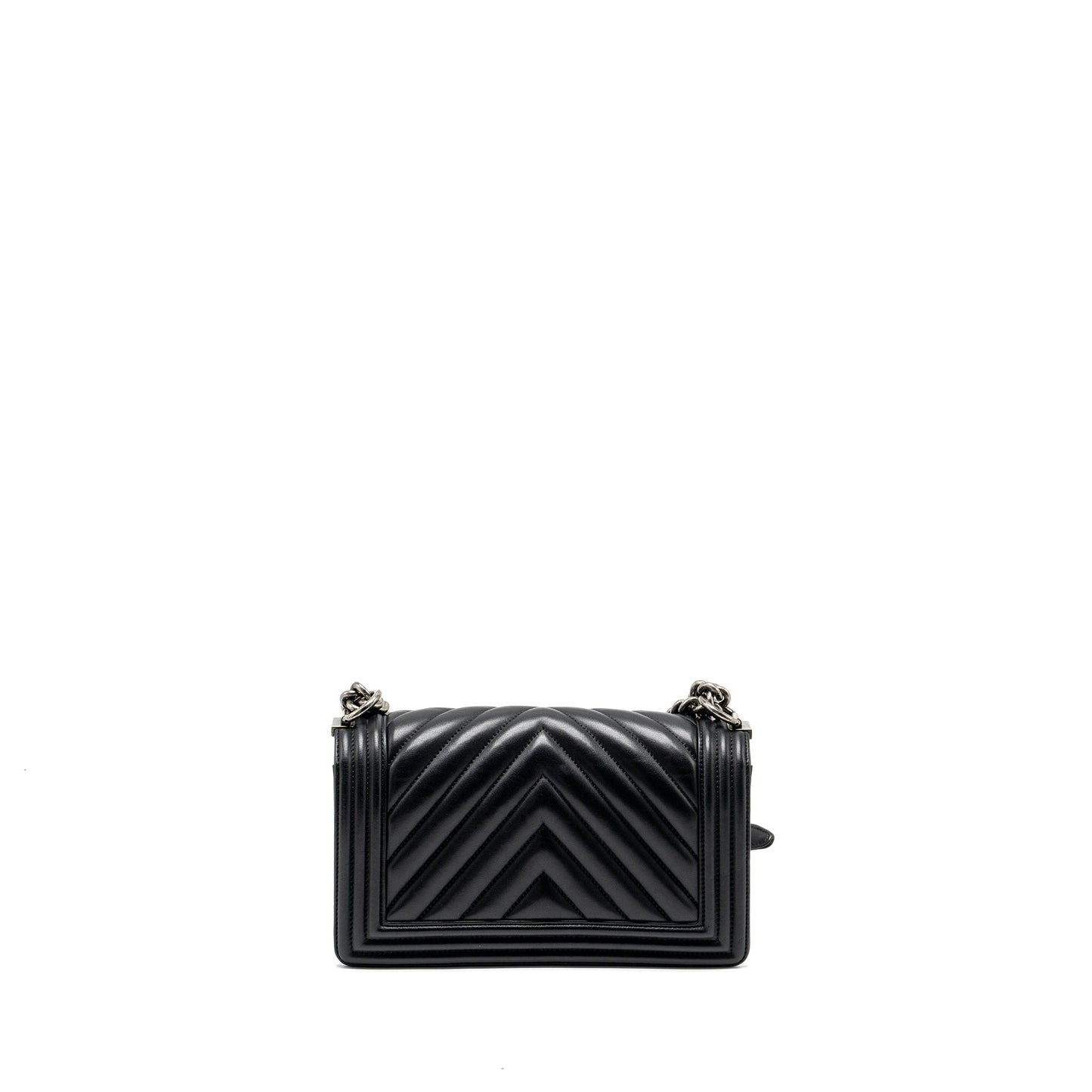 Chanel medium chevron boy bag lambskin black ruthenium hardware