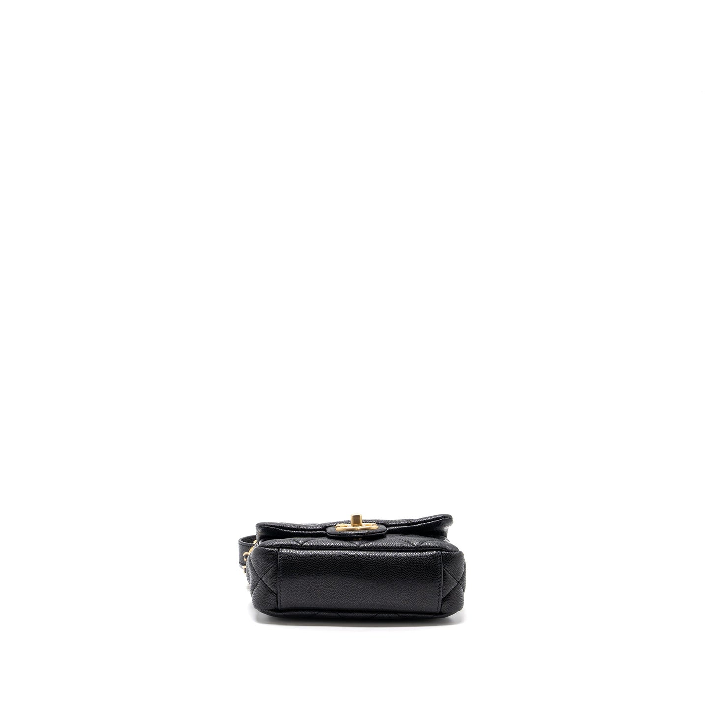 CHANEL Mini twist your button square flap bag caviar BLACK GHW