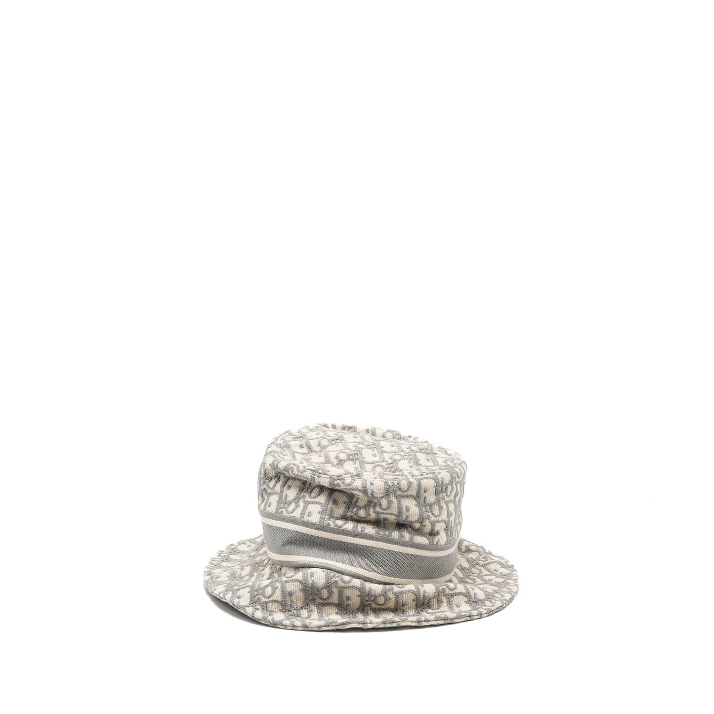 Luxury Dior Size 57 Oblique Small Brim Bucket Hat White/Gray