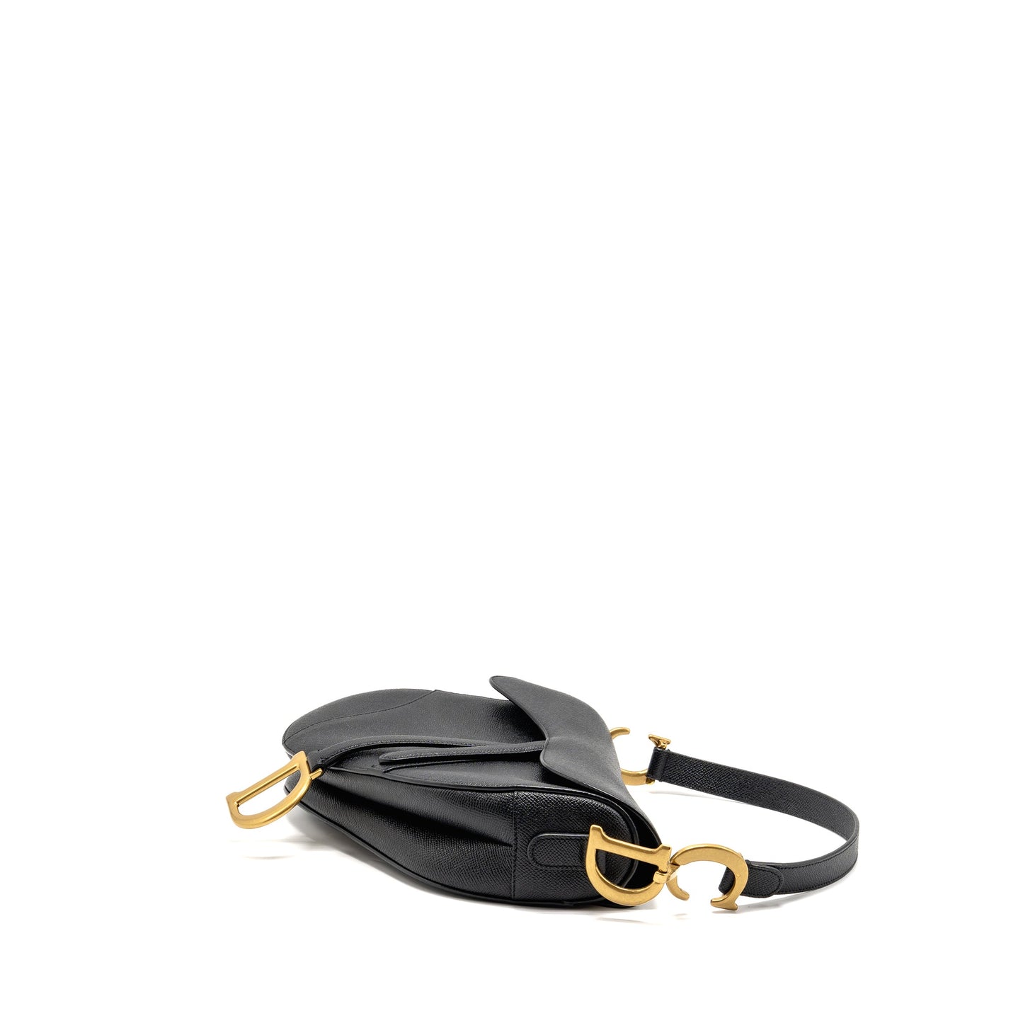 Dior Saddle Bag with Strap Grained Calfskin Black GHW
