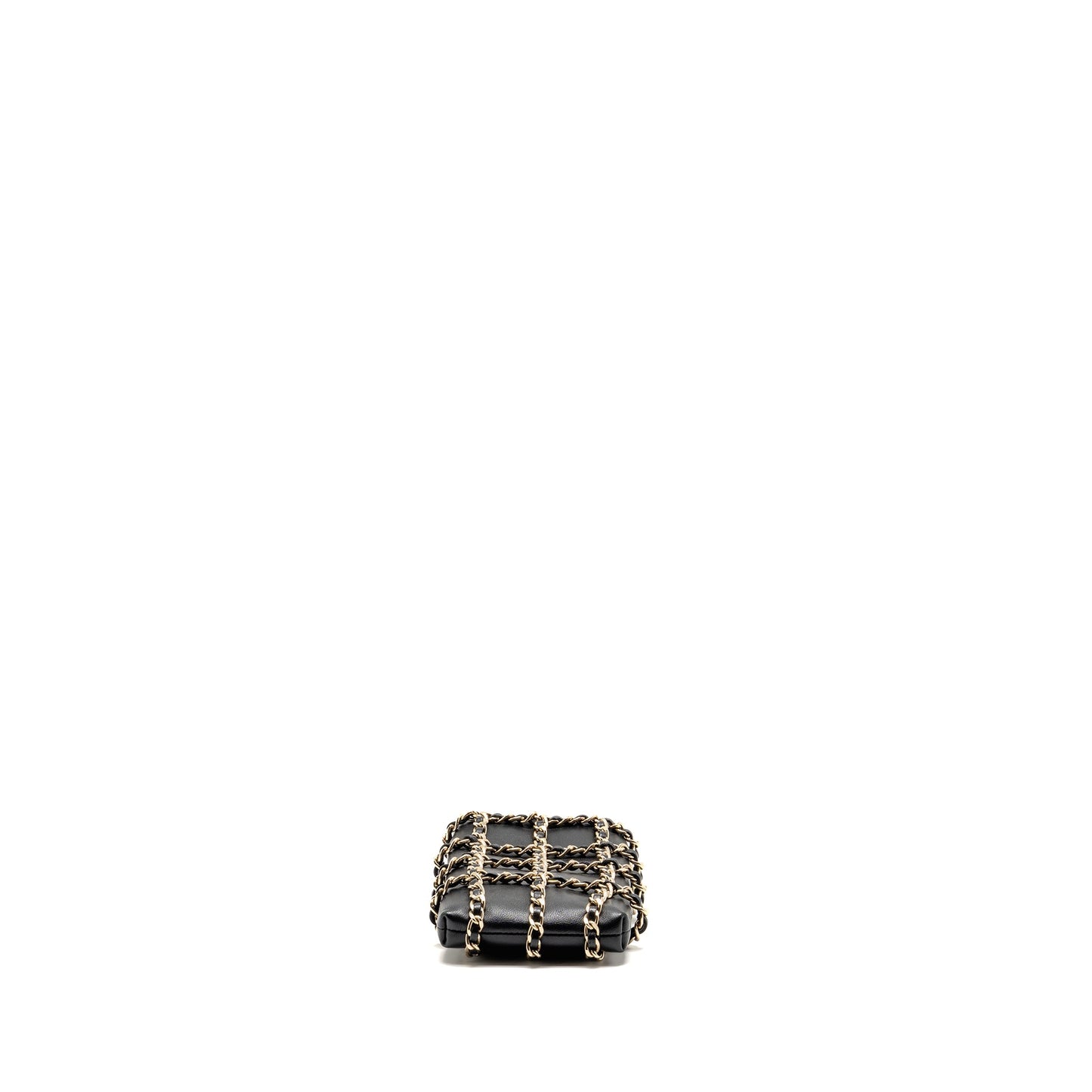 Chanel Gold Clutch O Chain Vertical phone holder lambskin black GHW