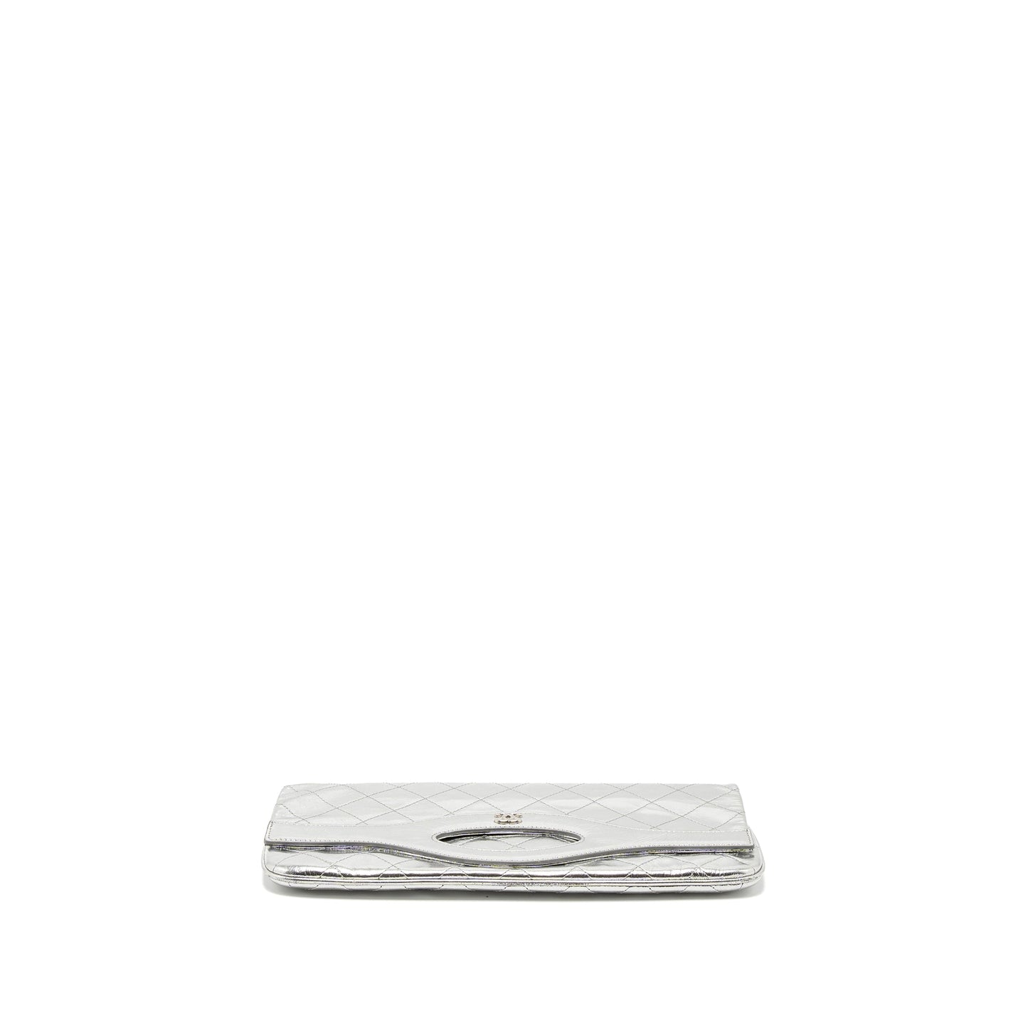 Chanel 31 Clutch Bag Goatskin Metallic Silver SHW