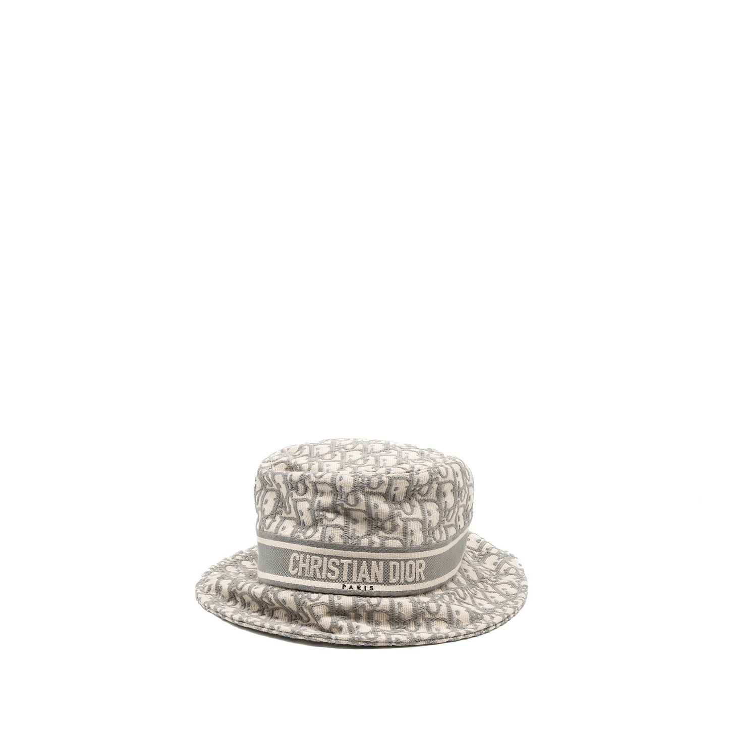 Luxury Dior Size 57 Oblique Small Brim Bucket Hat White/Gray
