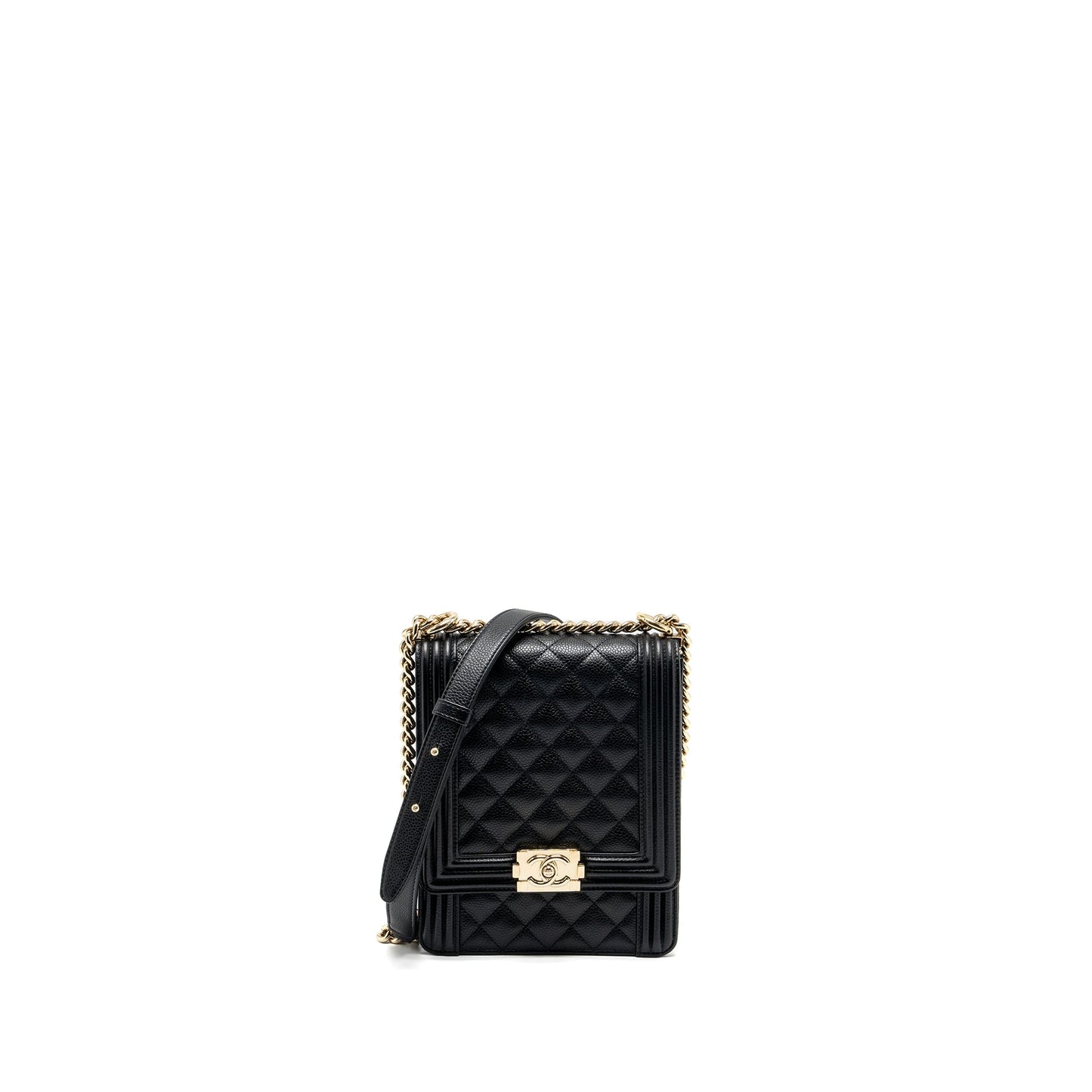 Chanel North South Boy Bag Caviar Black LGHW