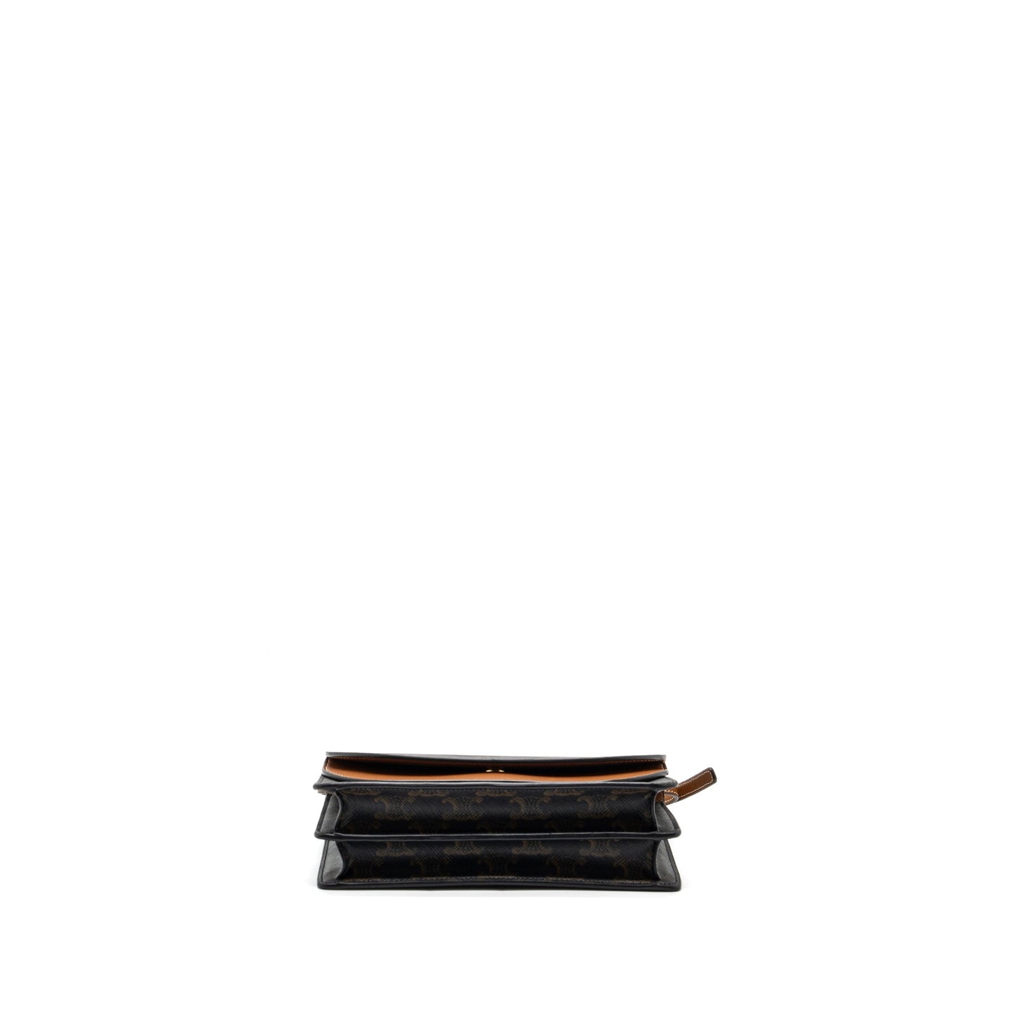 Celine wallet on strap triomphe canvas / leather tan GHW
