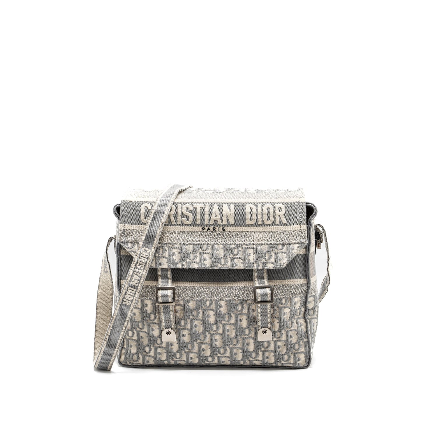 Luxury Dior Luxury Diorcamp Messenger Bag Oblique Embroidery Light Grey SHW