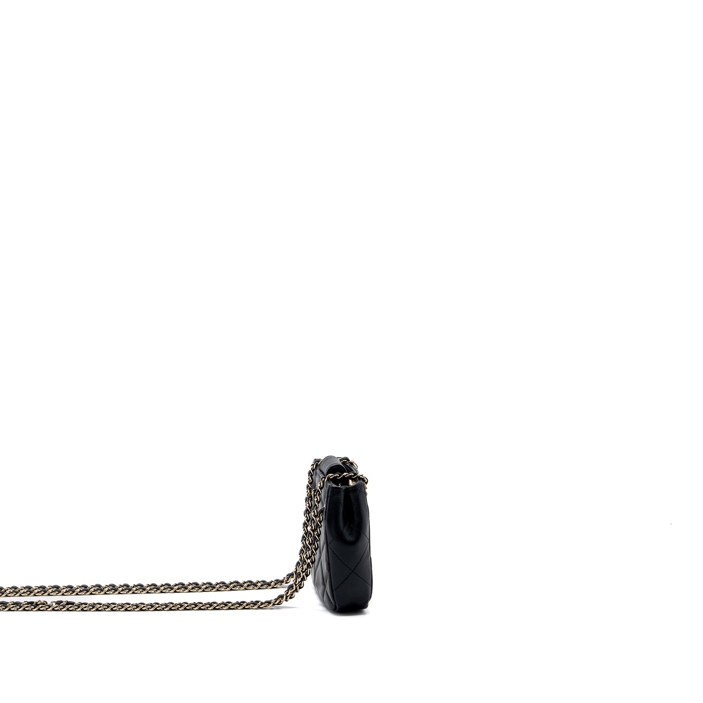 Chanel quilted super mini tote with chain lambskin black LGHW