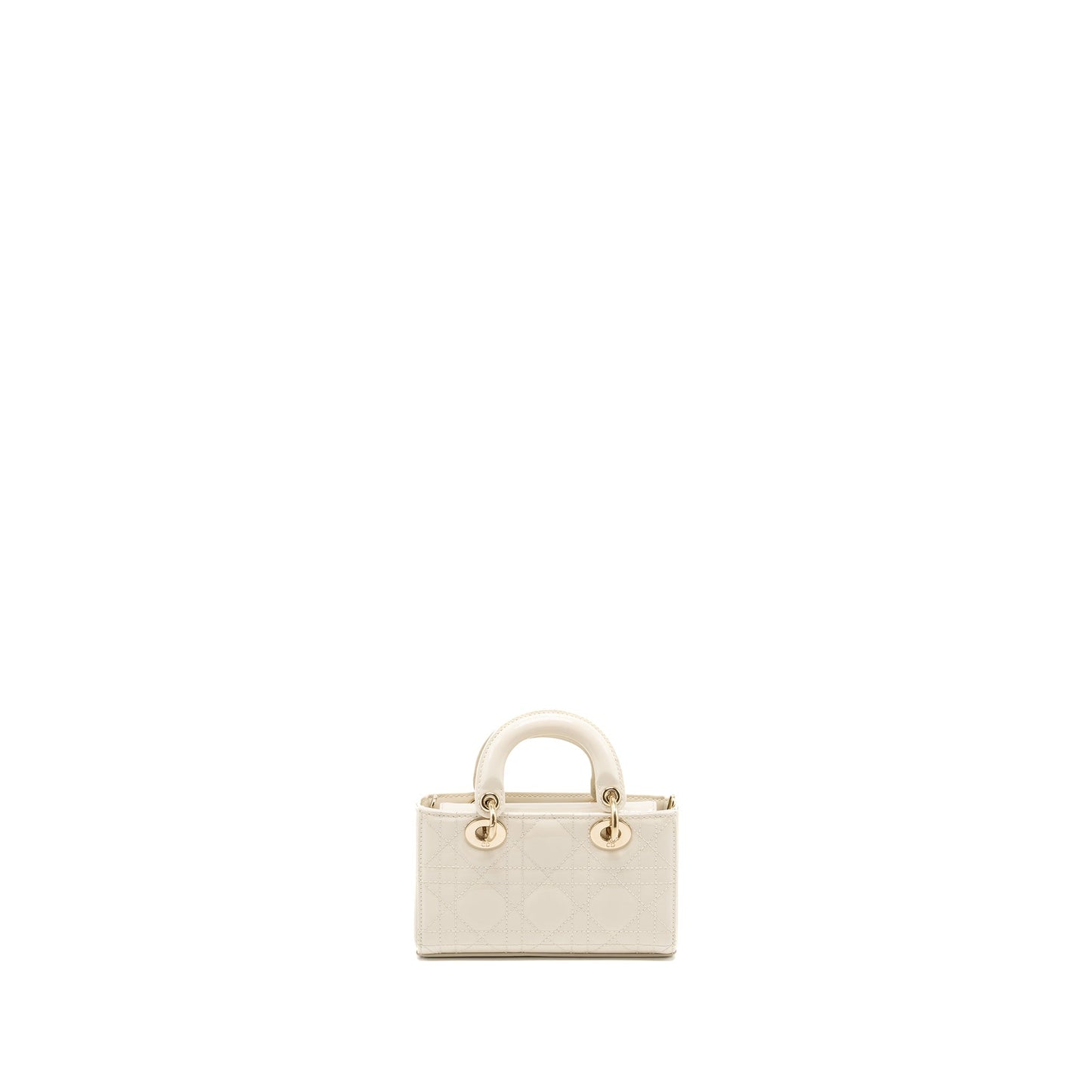 Luxury Dior Lady D-Joy Micro Bag Patent Creamy White LGHW