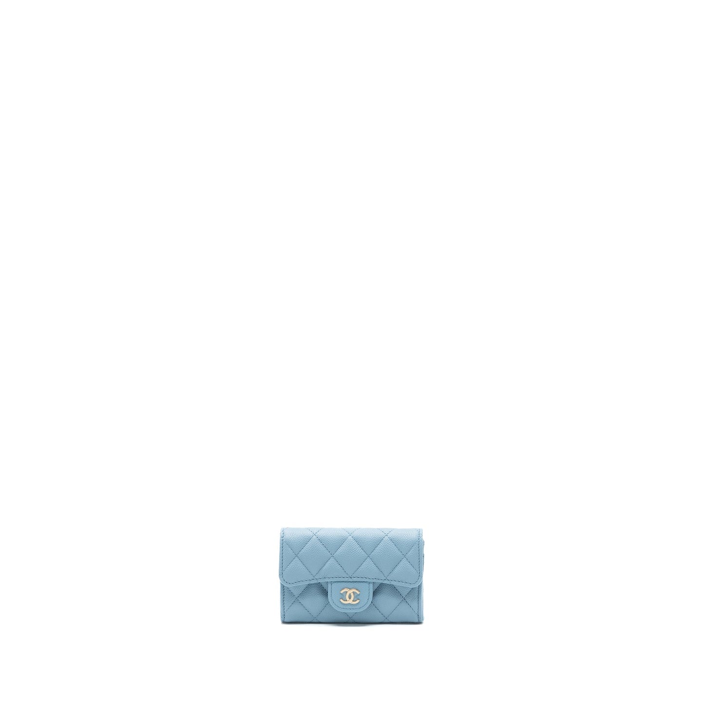 Chanel Classic Flap Card Holder Caviar Blue LGHW