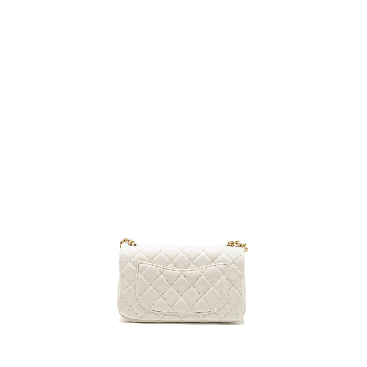 Chanel Pearl Crush Mini Rectangular Flap Bag Lambskin White GHW (Microchip)