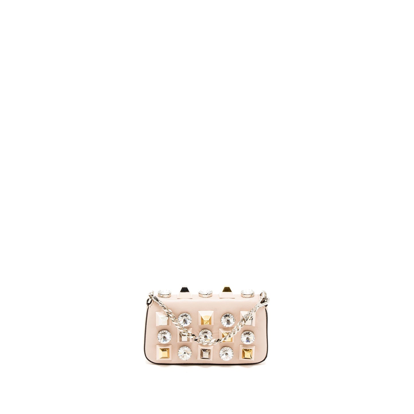Fendi Mini Flap Clutch with Chain Lambskin Light Pink SHW
