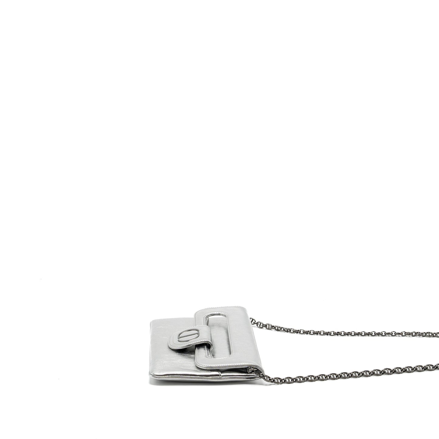Luxury Dior Luxury Diordouble Clutch With Chains Calfskin Argent Black Hardware