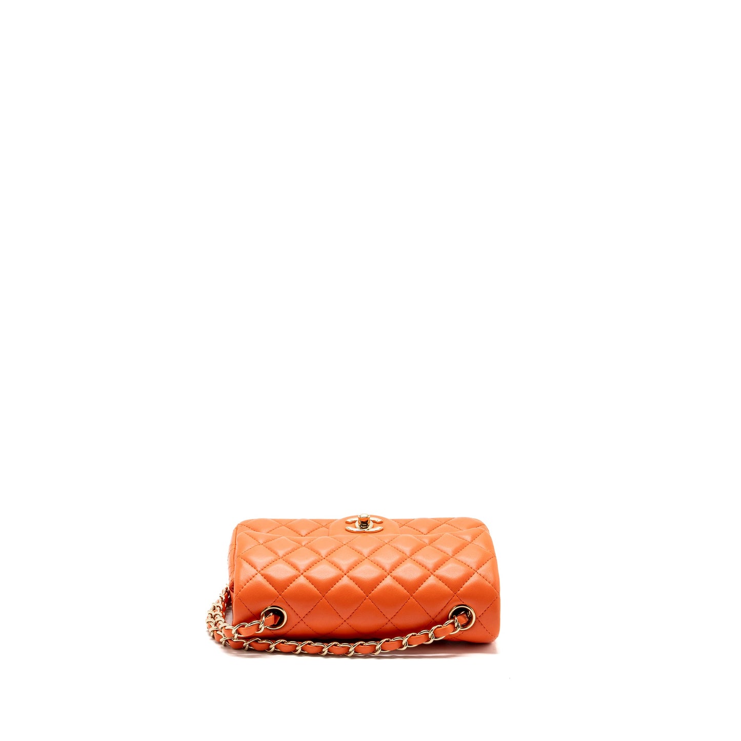 Chanel Mini Rectangular Flap Bag Lambskin Orange SHW